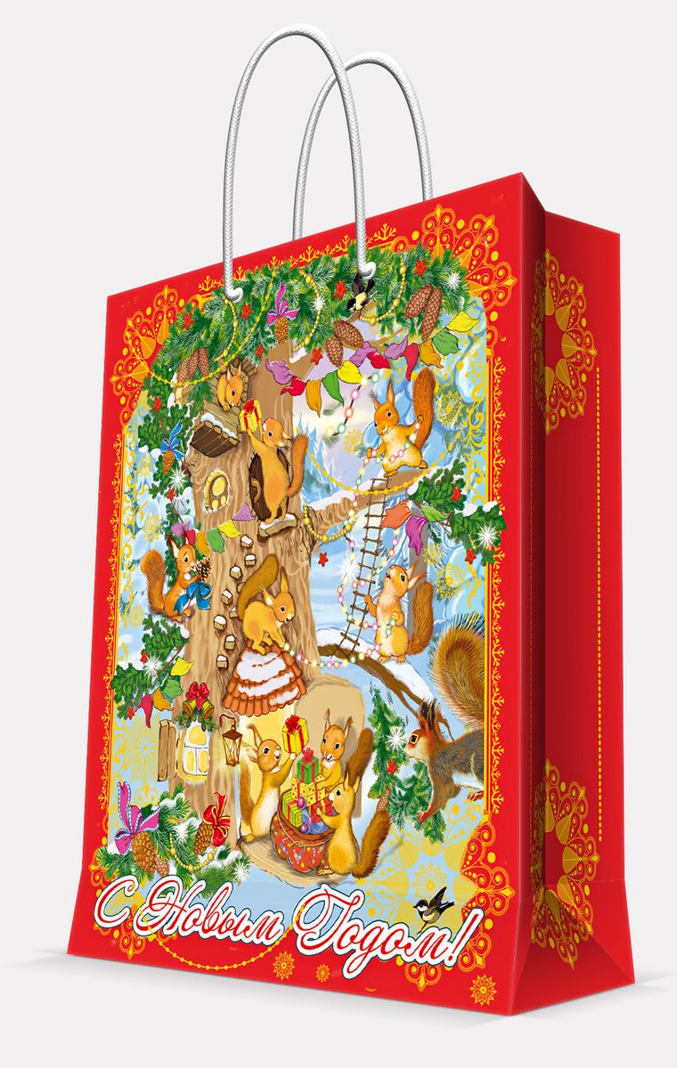 Пакет подарочный Magic Time Белочки, цвет: красный, 33 х 45,7 х 10,2 см42026 Пакет подарочный Magic Time Белочки, цвет: красный, 33 х 45,7 х 10,2 см42026Пакет бумажный БЕЛОЧКИ для сувенирной продукции, с ламинацией, с шириной основания 33 см, плотность бумаги 140 г/м2 / 33х45,7х10,2