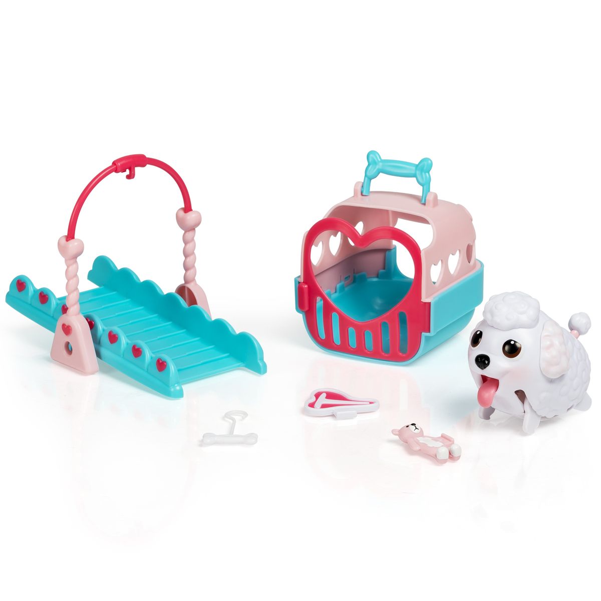 Chubby Puppies Игровой набор Детская площадка56701 Chubby Puppies Игровой набор Детская площадка56701Набор Chubby Puppies состоит из щенка, домика для него, элемента детской площадки, ошейника с эмблемой и аксессуаров.