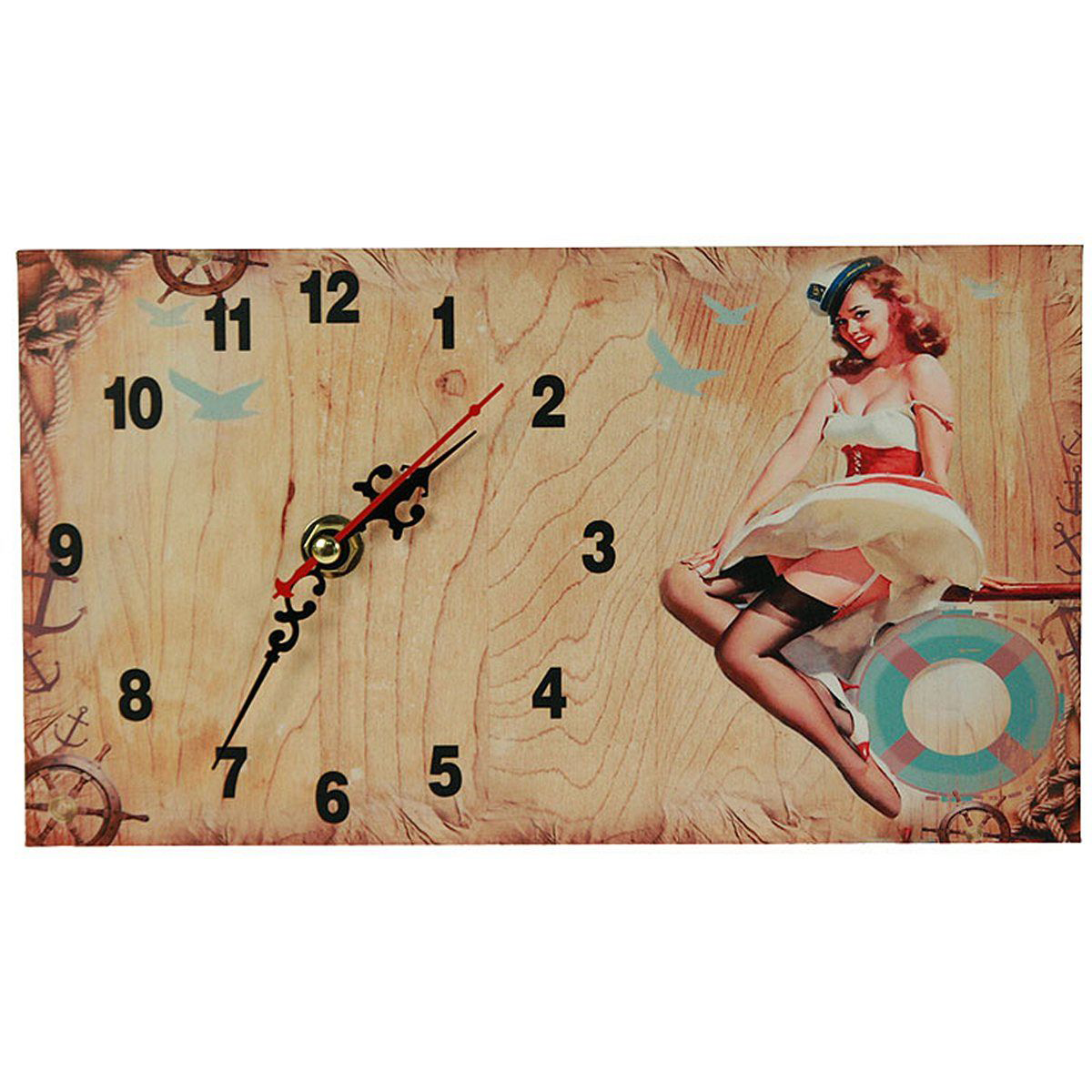 Часы настольные Русские Подарки Пин-ап, 13 х 23 см. 3823338233 Часы настольные Русские Подарки Пин-ап, 13 х 23 см. 3823338233Настольные кварцевые часы Русские Подарки Пин-ап изготовлены из МДФ. Изделие оригинально оформлено изображением девушки в стиле Пин-ап. Часы имеют три стрелки - часовую, минутную и секундную. Такие часы украсят интерьер дома или рабочий стол в офисе. Также часы могут стать уникальным, полезным подарком для родственников, коллег, знакомых и близких. Часы работают от батареек типа АА (в комплект не входят).