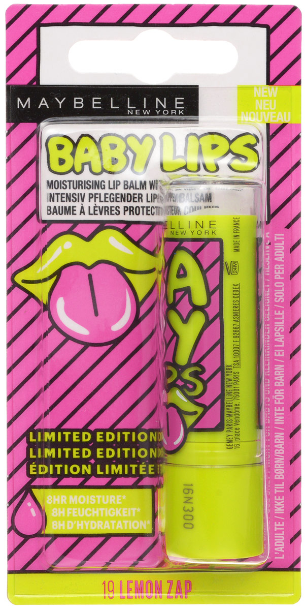 Maybelline New York Бальзам для губ Baby Lips Энергия лимона, 1,78 млB2762500/30137776 Maybelline New York Бальзам для губ Baby Lips Энергия лимона, 1,78 млB2762500/30137776бальзам для губ: интенсивное восстановление + защита от сухости! Яркие бальзамы для губ, которые защищают их и полностью восстанавливают, придавая нежный и соблазнительный вид!