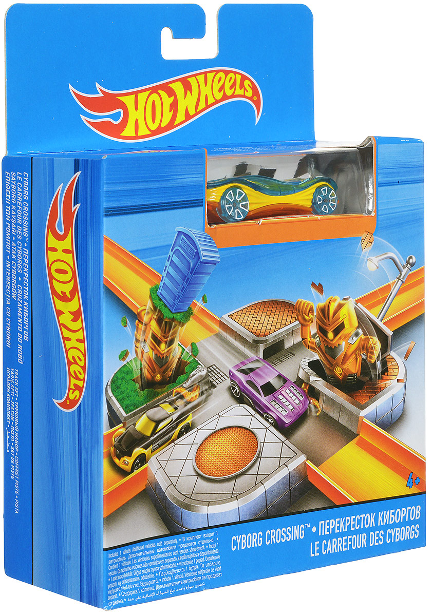 Hot Wheels City Игрушечный трек Перекресток роботовCDM44_CDM46 Hot Wheels City Игрушечный трек Перекресток роботовCDM44_CDM46Игрушечный трек Hot Wheels Перекресток роботов подходит для соединения с любыми базовыми треками Hot Wheels. Для этого в наборе имеются особые крепления. На участке находятся хитрые ловушки - выскакивающие по обеим сторонам киборги, которые могут помешать движению машин по треку. Один киборг выскакивает из-под фонаря, другой из-под будки. Вы получите немало адреналина во время игры, ведь такая погоня весьма интересна! В набор также включена одна машинка. Трек можно дополнить любыми базовыми машинками. Трек изготовлен из качественных и безопасных материалов.