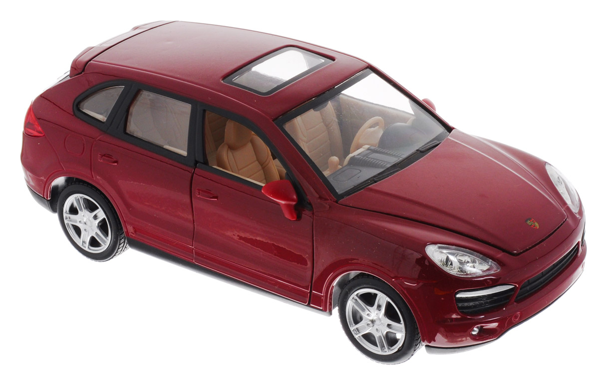 MSZ Модель автомобиля Porsche Cayenne S цвет красныйCP-68241A_красный MSZ Модель автомобиля Porsche Cayenne S цвет красныйCP-68241A_красныйПотрясающая модель автомобиля MSZ Porsche Cayenne S - это точная копия оригинальной машины в масштабе 1:24. Модель обязательно придется по душе и детям, и взрослым. Игрушечная модель оснащена металлическим корпусом и подвижными колесами. Передние двери машинки и багажник открываются, салон детализирован. Модель дополнена световыми и звуковыми эффектами. Если машинку отвести назад, то будут издаваться звуки мотора. Прорезиненные колеса обеспечивают надежное сцепление с любой поверхностью пола. Машинка является отличным подарком для юного гонщика. Во время игры с такой машинкой у ребенка развивается мелкая моторика рук, фантазия и воображение. Рекомендуется докупить 3 батарейки типа LR44 (товар комплектуется демонстрационными).
