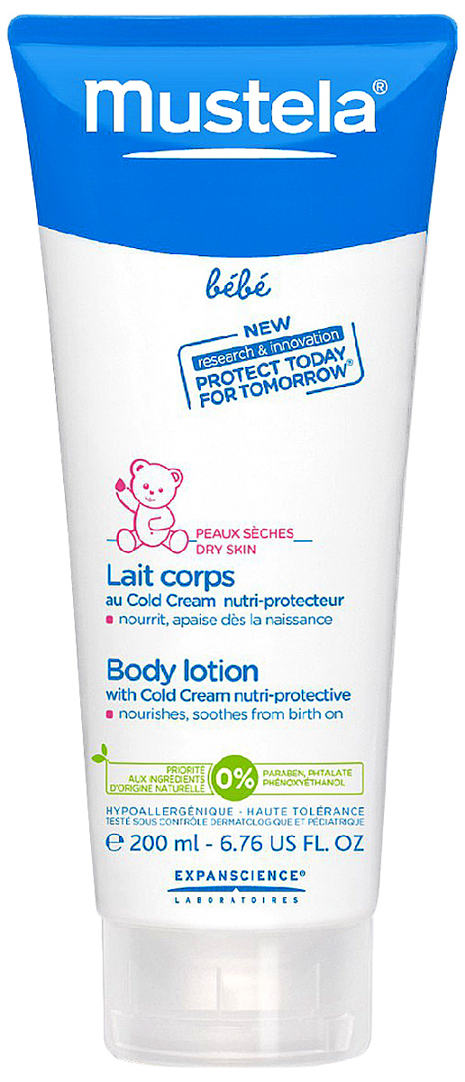 Mustela Молочко для тела защитное с кольд-кремом для детей всех возрастов 200 млМ020/G153 Mustela Молочко для тела защитное с кольд-кремом для детей всех возрастов 200 млМ020/G153Назначение: Разработано для ухода за сухой и подверженной внешним воздействиям кожей. Подходит для детей с рождения. Разработано для минимизации риска аллергических реакций. Свойства: Формула с питательно-защитным комплексом (Кольд-крем +церамиды), обогащенная активным ингредиентом природного происхождения, способствует укреплению кожного барьера малыша и сохранению клеточных ресурсов его кожи. Питает, защищает и увлажняет кожу. Инструкция по использованию: Приоритет отдается ингредиентам природного происхождения.