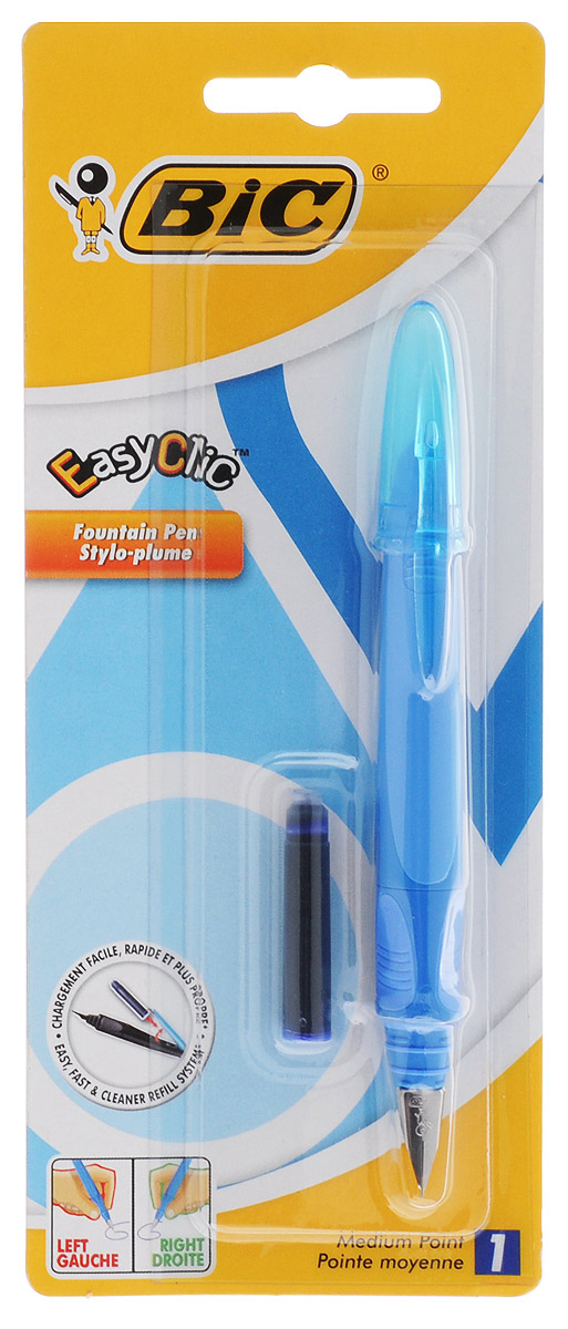Bic Ручка перьевая Easy Click Classic цвет корпуса голубойB8479004_голубой Bic Ручка перьевая Easy Click Classic цвет корпуса голубойB8479004_голубойПерьевая ручка Easy Click Classic в эргономичном пластиковом корпусе станет отличным подарком, как школьнику, так и взрослому человеку. Перо из стали обеспечивает равномерную подачу чернил. Стальной иридиевый пишущий узел позволяет чертить линии толщиной 0,5 мм. Ручка дополнена колпачком с удобным клипом. Ручка одинаково удобна для письма как левой, так и правой рукой. Ручка снабжена инновационной удобной системой замены картриджа. В комплекте с ручкой имеется картридж с синими чернилами.