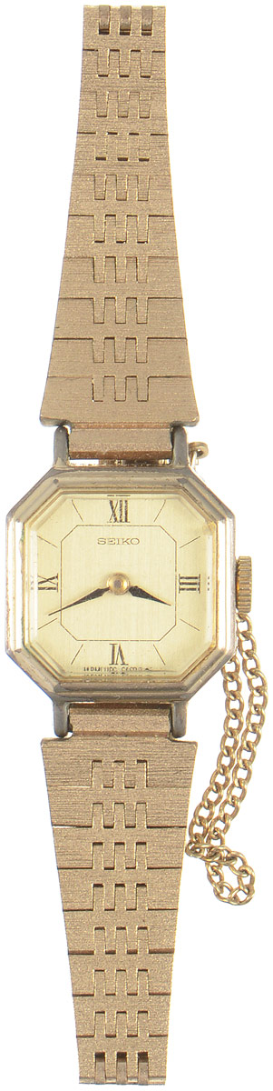 Женские наручные часы Золотое время от компании Seiko. Механика. Нержавеющая сталь золотистого тона. Минеральное стекло. Япония, 1970-е годы021-1017 Женские наручные часы Золотое время от компании Seiko. Механика. Нержавеющая сталь золотистого тона. Минеральное стекло. Япония, 1970-е годы021-1017Женские наручные часы Золотое время от компании Seiko. Механика. Нержавеющая сталь золотистого тона. Минеральное стекло. Япония, 1970-е годы. Размер циферблата 1,7 х 1,7 см. Ширина браслета 0,7 см. Длина браслета с учетом циферблата 17 см. Сохранность хорошая. Часовой механизм на рубиновых камнях.
