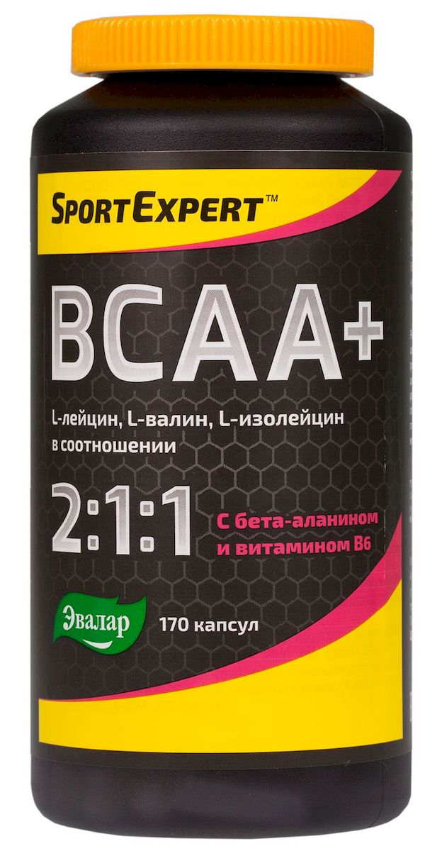 SportExpert ВСАА+ БЦАА+, капс.№170 по 510 мг4602242008576 SportExpert ВСАА+ БЦАА+, капс.№170 по 510 мг4602242008576Спортивная добавка с доказанной многочисленными исследованиями эффективностью - способствует набору мышечной массы - сокращает время восстановления после физических нагрузок ВСАА – комплекс 3-х незаменимых аминокислот – основной материал для построения новых мышц, предотвращают процесс их разрушения при физических нагрузках. SportExpert ВСАА: - предохраняют мышцы от разрушения - способствуют увеличению силовых показателей - увеличивают мышечную массу и уменьшают процент жира в организме - абсолютно безопасны для здоровья SportExpert ВСАА могут применяться при наборе мышечной массы, работе на рельеф, при похудении и аэробных нагрузках. Преимущества SportExpert ВСАА : - Состав усилен бета-аланином и витамином В6; - Все компоненты произведены в Германии. Состав:L-лейцин, капсула (желатин), L-валин, L-изолейцин, бета-аланин, пиридоксина гидрохлорид, крахмал (носитель), стеарат магния (антислеживающий агент).