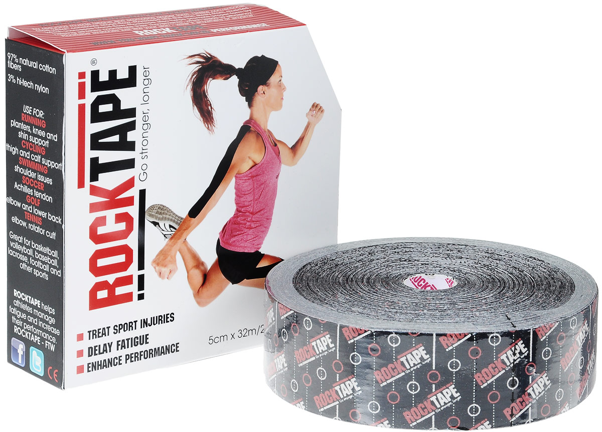 Кинезиотейп RocktapeBulk, цвет: черный, красный, белый, 5 см x 32 мRCT100-CLIN-LG Кинезиотейп RocktapeBulk, цвет: черный, красный, белый, 5 см x 32 мRCT100-CLIN-LGКинезиотейп Rocktape Bulk, выполненный из хлопка и нейлона, предназначен для снятия отеков и рассасывания гематом. Уменьшает мышечную усталость и способствует притоку крови для более быстрого восстановления. Изделие имеет плотную волнообразную структуру ткани. Не содержит латекса и цинка, водостойкий.