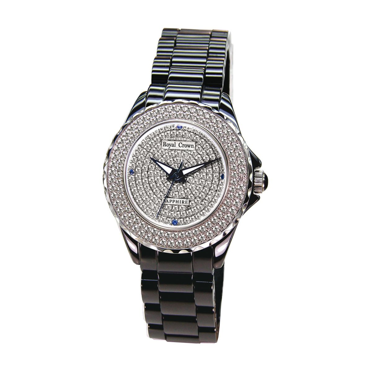 Часы наручные женские Royal Crown, цвет: черный. 3821L-1-RDM-83821L-1-RDM-8 Часы наручные женские Royal Crown, цвет: черный. 3821L-1-RDM-83821L-1-RDM-8Наручные кварцевые часы Royal Crown выполнены из высококачественного металла. Корпус и циферблат оформлены вставками из страз. Браслет оснащен удобной металлической застежкой, которая надежно зафиксирует изделие на запястье. Часы оснащены минеральным, устойчивым к царапинам, стеклом с сапфировым напылением и задней крышкой из гипоаллергенной нержавеющей стали.