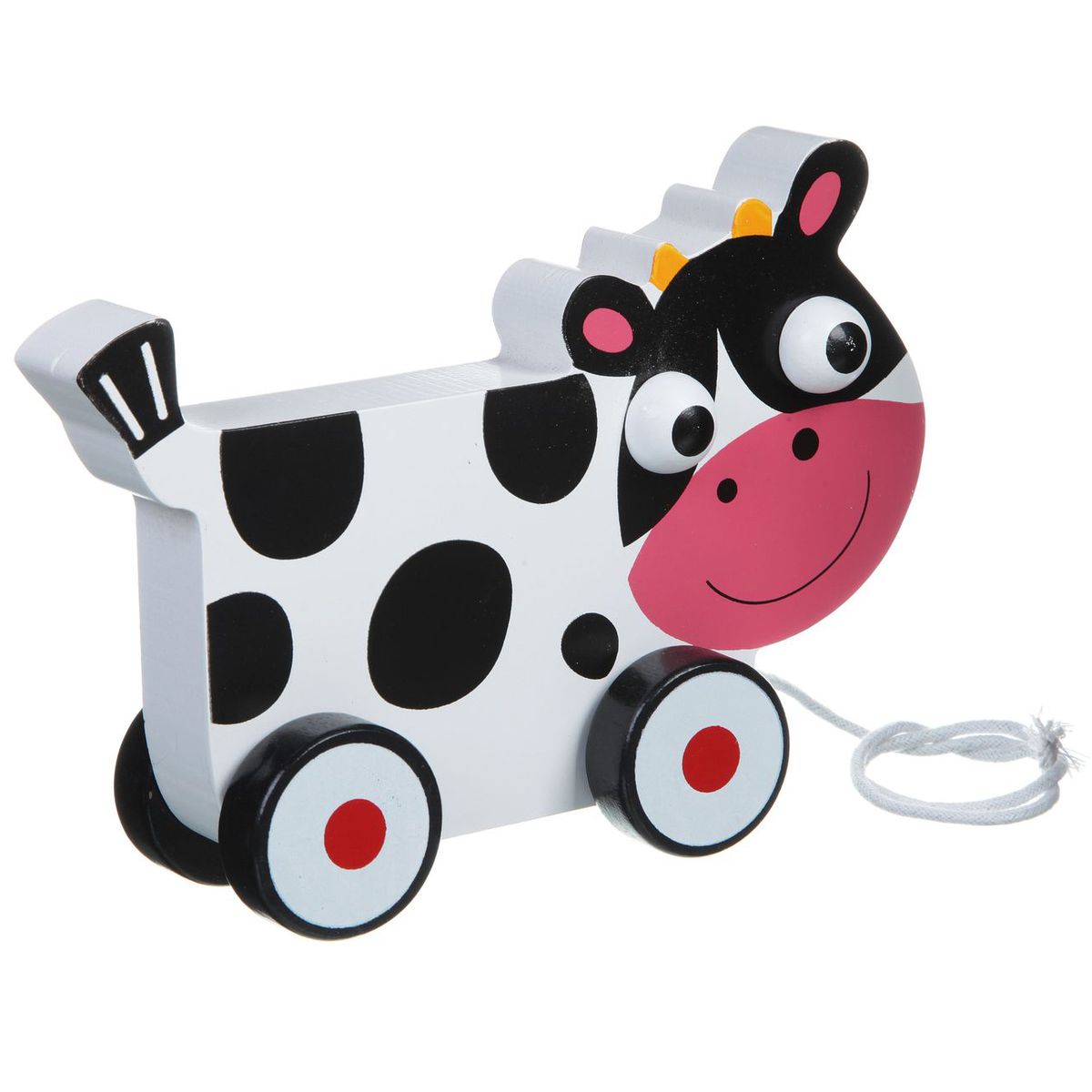 Bondibon Игрушка-каталка КоровкаВВ1498 Bondibon Игрушка-каталка КоровкаВВ1498Игрушка-каталка Bondibon Коровка обязательно привлечет к себе внимание малыша. Каталка выполнена из экологически чистого материала - древесины и абсолютно безопасна для ребенка. Игрушки-каталки предназначены для всестороннего развития детей. С их помощью ребенок сможет развить воображение, мелкую моторику и логическое мышление. Каталка способствует улучшению двигательной активности, а также умению определять цвет, координации движений. Несомненно, что каталка станет одной из самых любимых игрушек малыша, не только развивающей его, но и дарящей прекрасное настроение.