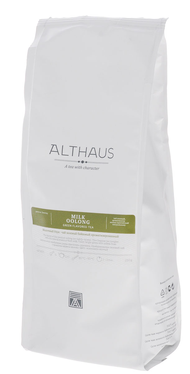Althaus Milk Oolong зеленый листовой чай, 250 гTALTHL-L00108 Althaus Milk Oolong зеленый листовой чай, 250 гTALTHL-L00108Молочный Улун — китайский полуферментированный чай с восхитительным сливочным ароматом. Улуны совмещают в себе свежесть зеленого чая с насыщенной пряной сладостью черного, добавляя к этому собственные неповторимые цветочно-медовые оттенки. Изначально этот чай изготавливали из необычных чайных листочков, которые от природы обладали легким молочным запахом. Удивительный напиток приобрел широкую известность, и чайные мастера усовершенствовали технологию обработки, добавив в чай натуральный экстракт молока. Букет Молочного Улуна совмещает в себе карамельно-молочную сладость и оттенок зеленой свежести. Тонкая сливочная нотка вызывает сложное, многогранное послевкусие с легкой кислинкой и терпкостью. В золотистом настое раскрывается душистая сладость цветочного луга, оставляя приятный аромат даже в пустой чашке. Оптимальная температура заваривания: 85°С. Температура воды: 80-90 °С Время заваривания: 2-3 мин Цвет в чашке: ярко...