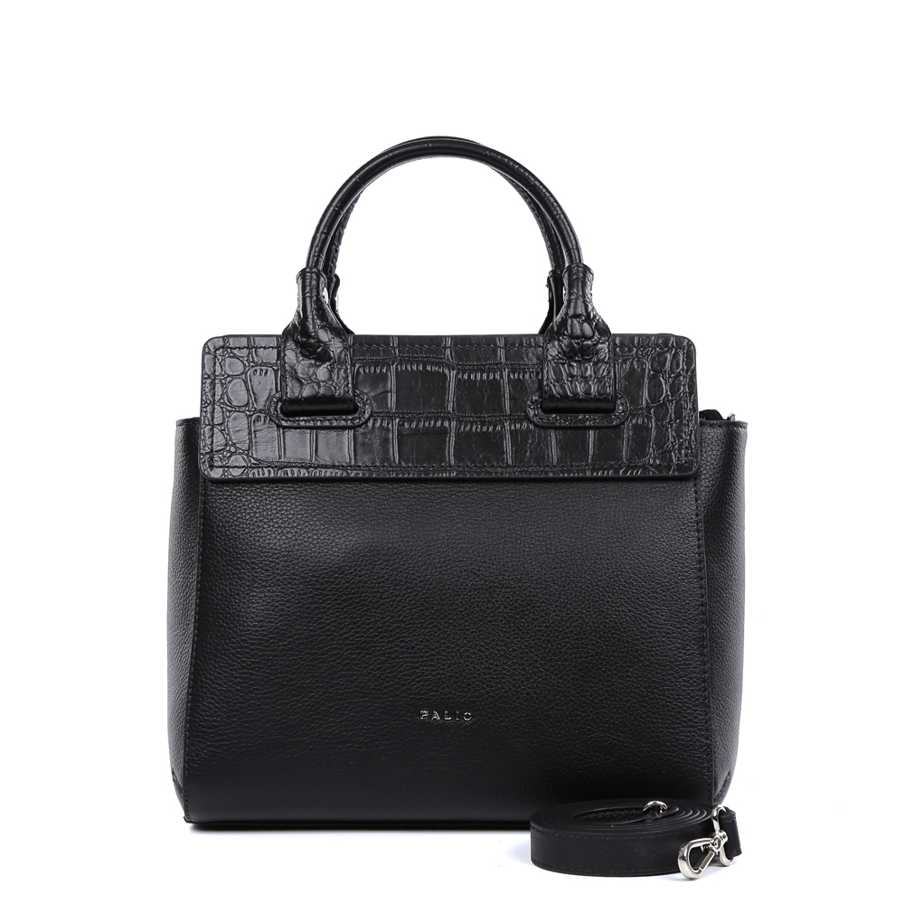 Сумка женская Palio, цвет: черный. 14796A-W1-018/01814796A-W1-018/018 black Сумка женская Palio, цвет: черный. 14796A-W1-018/01814796A-W1-018/018 blackСтильная сумка Palio выполнена из натуральной кожи и декорирована вставкой с тиснением под кожу рептилии. Модель с одним отделением застегивается на молнию. Задняя сторона оформлена прорезным карманом на молнии. Внутри изделие содержит карман-средник на молнии, два накладных кармана и прорезной карман на молнии. Сумка оснащена двумя удобными ручками и дополнена регулируемым по длине плечевым ремнем