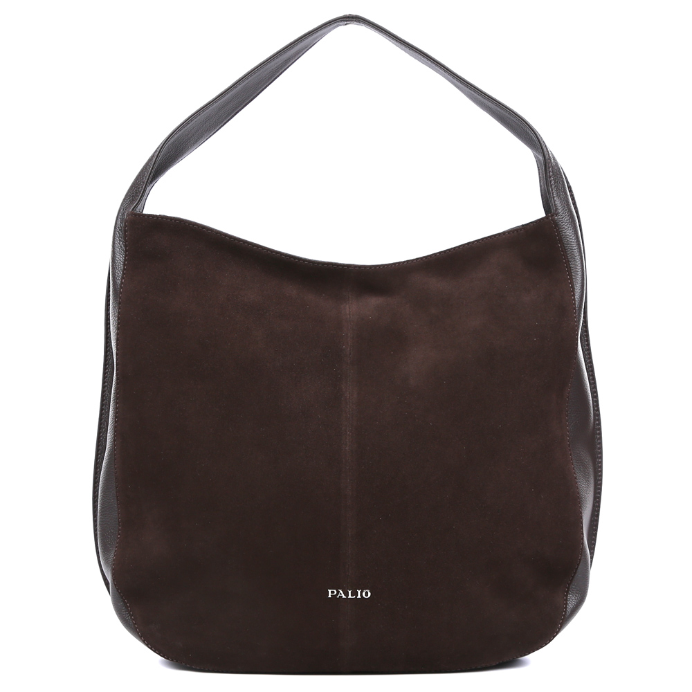 Сумка женская Palio, цвет: коричневый. 14549AL2-W1-778/77814549AL2-W1-778/778 brown T Сумка женская Palio, цвет: коричневый. 14549AL2-W1-778/77814549AL2-W1-778/778 brown TВместительная женская сумка от итальянского бренда Palio выполнена из натуральной плотной кожи, которая держит форму и имеет мягкую фактуру. Элегантный кофейный цвет и стильная отделка замшей понравится модницам, которые ищут стильный и лаконичный аксессуар на каждый день. Фурнитура выполненная в серебряном цвете дополнит любой повседневный образ. Сумка имеет одно внутреннее отделение, которое разделяется карманом на два глубоких отсека. Дизайнеры позаботились и об удобстве аксессуара: на внутренних боковых стенках они разместили карманы для различных женских мелочей. На тыльной части сумки расположено отделение, которое закрывается на молнию со стильным кожаным поводком. Сумку можно носить на плече с помощью тонкого ремешка, который входит в комплект к модели. Аксессуар вмещает формат A4.
