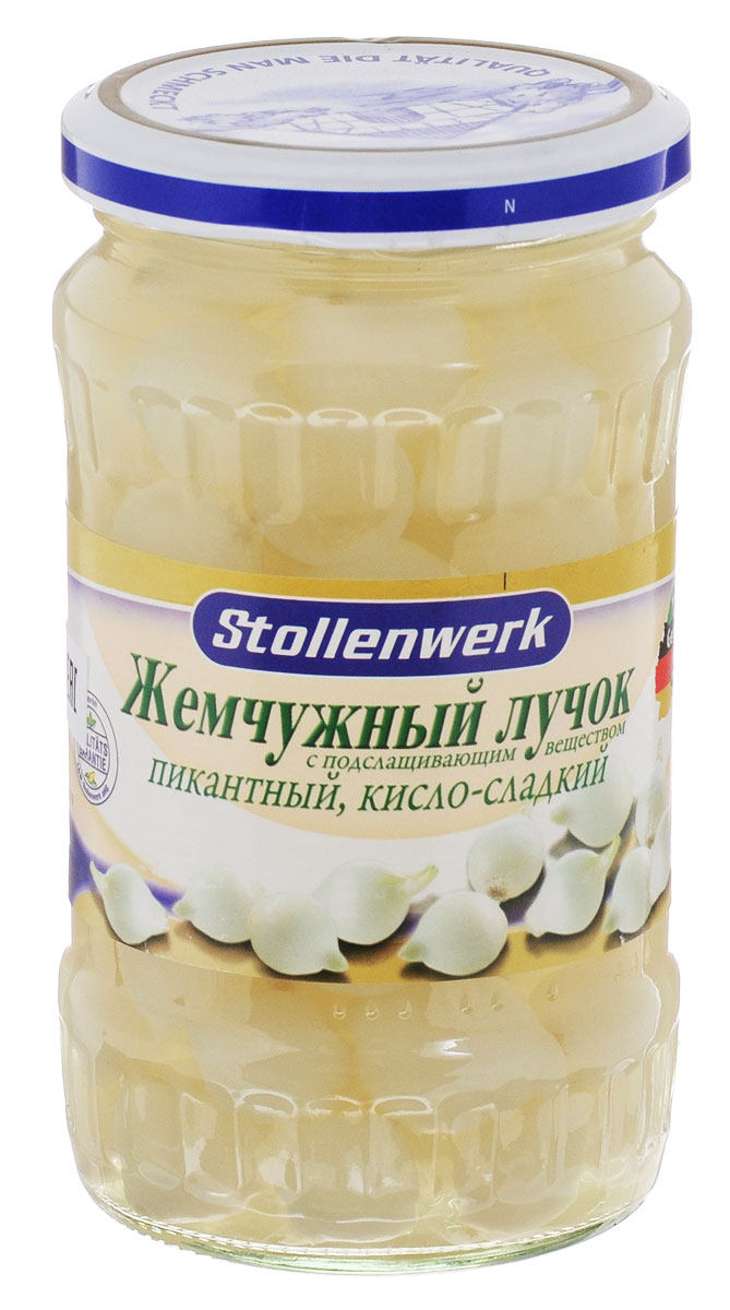 Stollenwerk лук жемчужный кисло-сладкий пикантный, 370 млСТо 80974 Stollenwerk лук жемчужный кисло-сладкий пикантный, 370 млСТо 80974Жемчужный лучок Stollenwerk с подслащивающим веществом пикантный, кисло-сладкий. Овощи Stollenwerk выращены и произведены по собственной технологии и рецептуре.