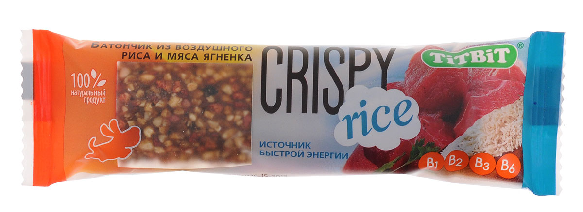 TitBit Crispy Rice батончик из воздушного риса и мяса ягненка5859 TitBit Crispy Rice батончик из воздушного риса и мяса ягненка5859Батончик Crispy Rice из воздушного риса и мяса ягненка – лакомство для собак всех пород. Воздушный рис отличается высокой питательностью, за счет чего обеспечивает быстрый приток энергии. Богат витаминами В1, В2, В3, В6, которые способствуют укреплению нервной системы. Идеально подходит для здоровых собак, ведущих активный образ жизни.