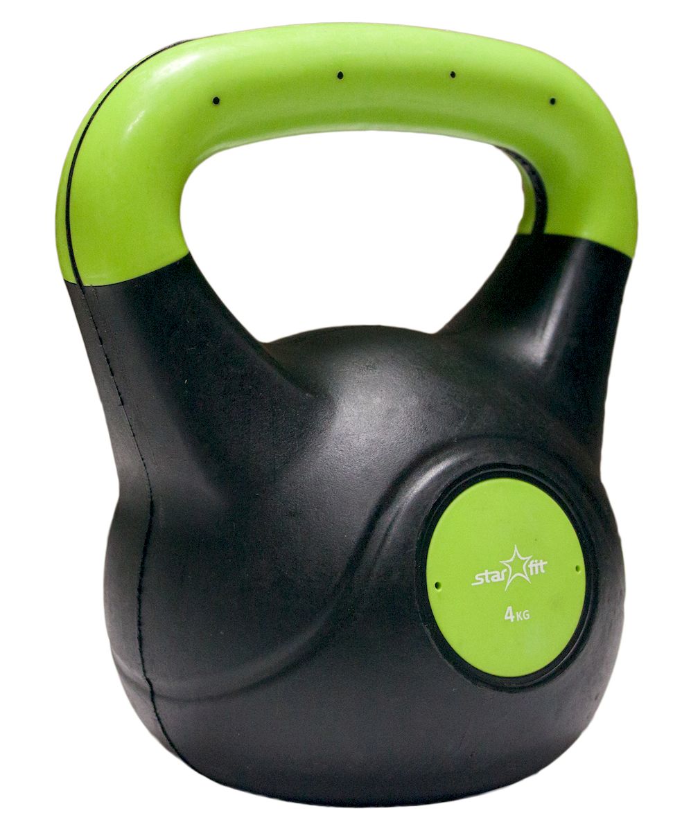 Гиря Starfit DB-501, пластиковая, цвет: зеленый, черный, 4 кгУТ-00007110 Гиря Starfit DB-501, пластиковая, цвет: зеленый, черный, 4 кгУТ-00007110Гиря пластиковая Star Fit DB-501 не царапает пол и создает меньше шума при падении. Пластиковый корпус наполнен цементом. Данная модель имеет индивидуальный дизайн и приятное яркое цветовое решение. Гиря используется в фитнесе, бодибилдинге, функциональном тренинге, лечебной физкультуре, беге и других спортивных дисциплинах. Вес: 4 кг.