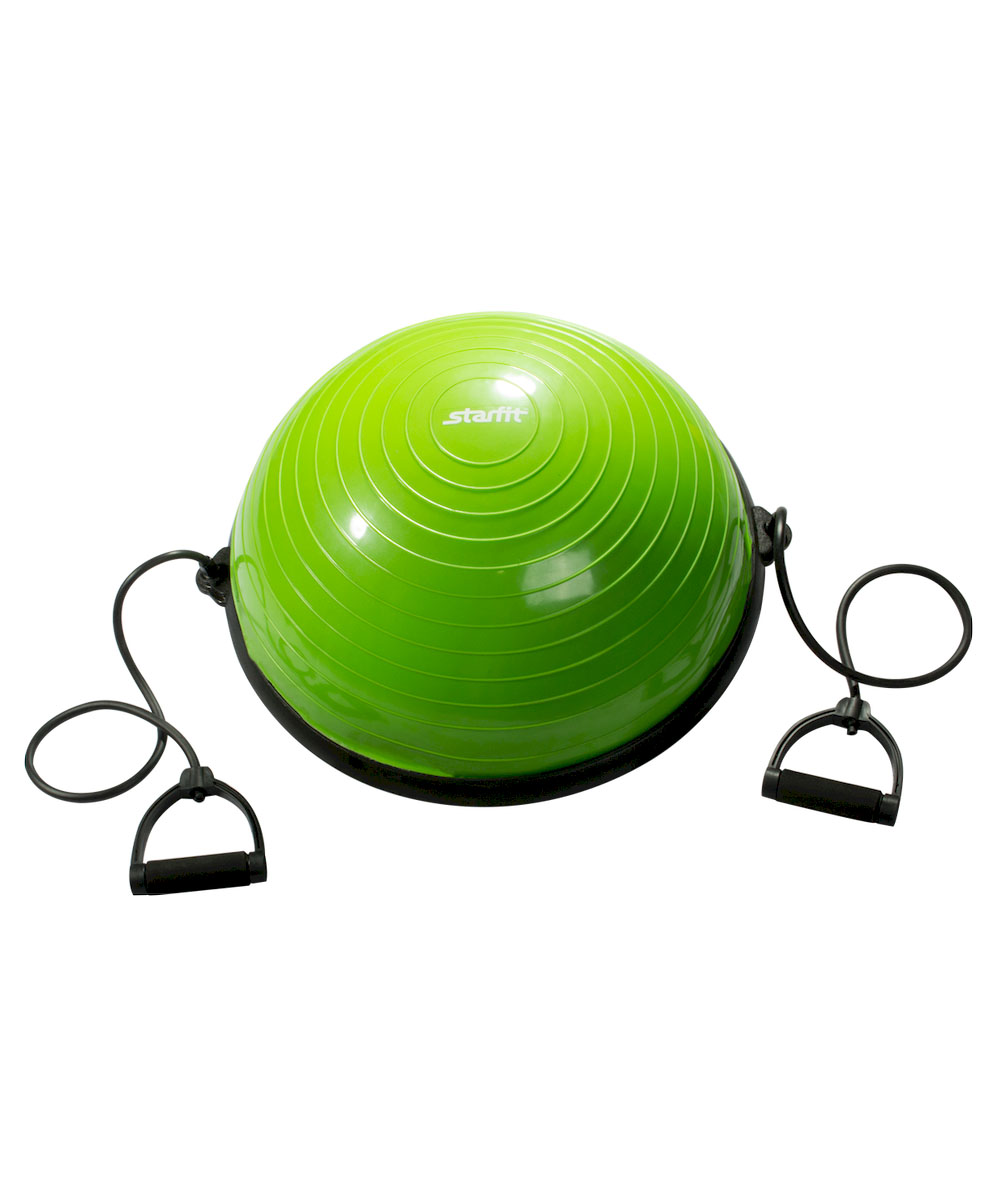 Полусфера спортивная Starfit BOSU, с эспандерами, цвет: зеленый, черный, диаметр 58 смУТ-00007270 Полусфера спортивная Starfit BOSU, с эспандерами, цвет: зеленый, черный, диаметр 58 смУТ-00007270Тренажер Star Fit BOSU - это полусфера для занятия спортом. Если человек хочет похудеть, развивать баланс, вестибулярный аппарат, сердечно-сосудистую систему, укреплять связочный аппарат ног, то BOSU необходимый для использования аксессуар. Его используют как новички, чтобы похудеть, так и профессиональные спортсмены, восстанавливающиеся после сложных операций на коленных суставах.