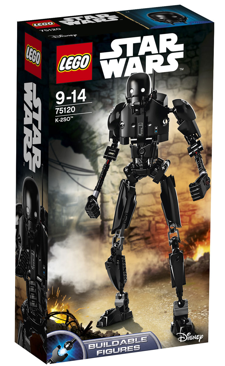 LEGO Star Wars Конструктор K-2SO 7512075120 LEGO Star Wars Конструктор K-2SO 7512075120K-2SO, который когда-то был дроидом имперской службы безопасности, сейчас готов воевать на стороне Союза Повстанцев. Постройте дроида, поверните рычажок вбок, чтобы дроид мог вращать руками попеременно, или переместите рычажок вперед, чтобы он вращал сразу обеими руками! У мощного дроида K-2SO достаточно сил и знаний для свержения Империи! Набор включает в себя 169 пластиковых элементов. Этот великолепный экземпляр по праву займет достойное место в любой коллекции любителей киноэпопеи Звездные войны. Конструктор станет замечательным сюрпризом вашему ребенку, который будет способствовать развитию мелкой моторики рук, внимательности, усидчивости и мышления. Играя с конструктором, ребенок научится собирать детали по образцу, проводить время с пользой и удовольствием.