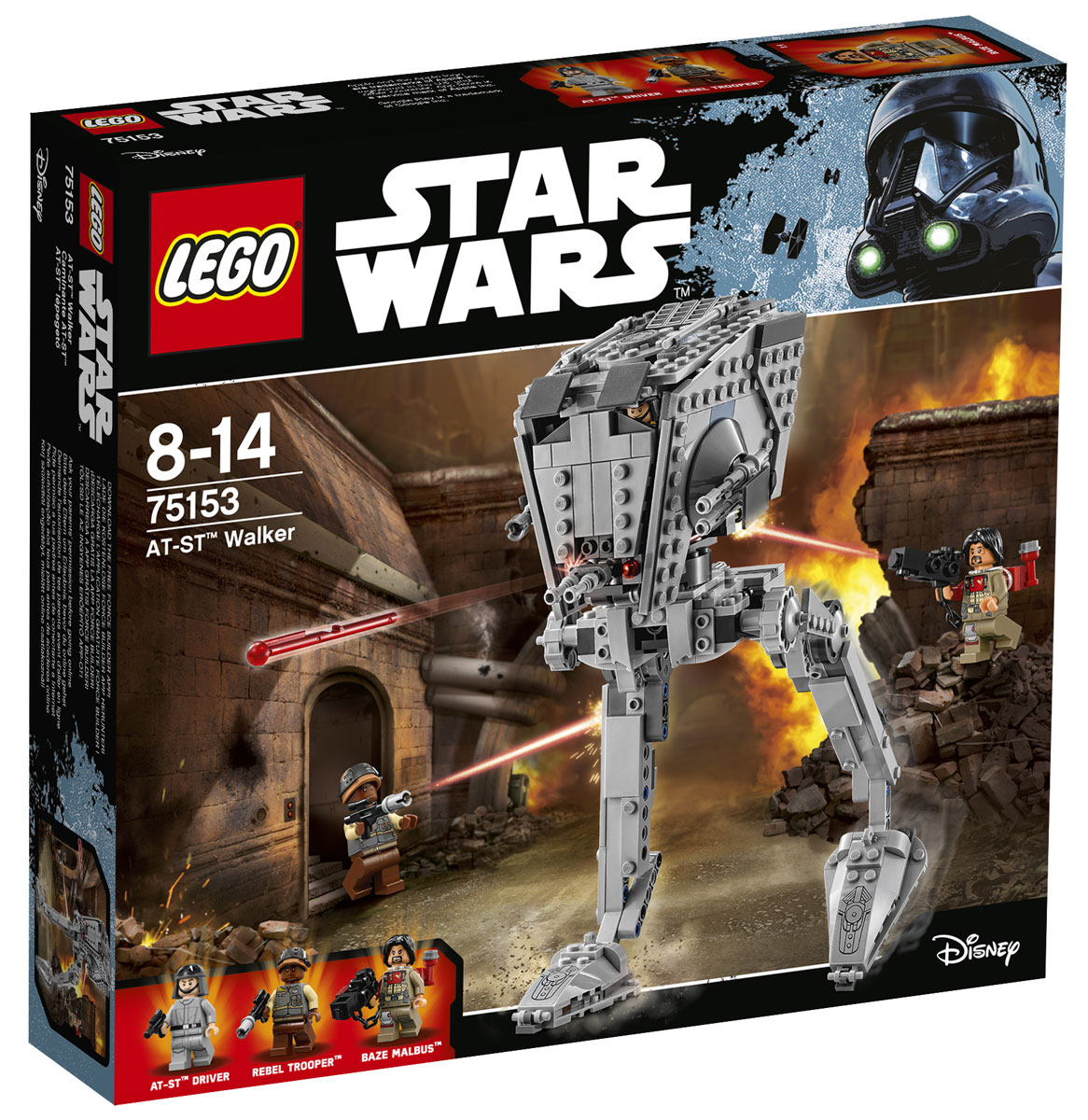 LEGO Star Wars Конструктор Разведывательный транспортный шагоход (AT-ST) 7515375153 LEGO Star Wars Конструктор Разведывательный транспортный шагоход (AT-ST) 7515375153Запускайте свой разведывательный транспортный вездеход и начинайте охоту на Бейза и повстанца-пехотинца. Откройте крышку верхнего люка, загрузите мини-фигурку водителя AT-ST и скорее принимайтесь за дело. После того как обнаружите врагов, поверните руль, чтобы навести на них пружинные пушки, и открывайте огонь! Смогут ли Бейз и пехотинец скрыться от приближающегося AT-ST? Этот выбор придется сделать вам. Набор включает в себя 449 пластиковых элементов. Конструктор - это один из самых увлекательных и веселых способов времяпрепровождения. Ребенок сможет часами играть с конструктором, придумывая различные ситуации и истории.