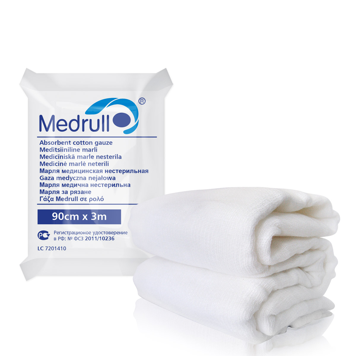 Medrull Марля медицинская нестерильная Premium, 3м х 90см4742225000163 Medrull Марля медицинская нестерильная Premium, 3м х 90см4742225000163МАРЛЯ МЕДИЦИНСКАЯ НЕСТЕРИЛЬНАЯ БЕЗ ОБРАБОТАННЫХ КРАЕВ Состав 100% хлопок. Структура материала 17 ниток/см2, 13 ниток/см2. Размер 90см x 3м.