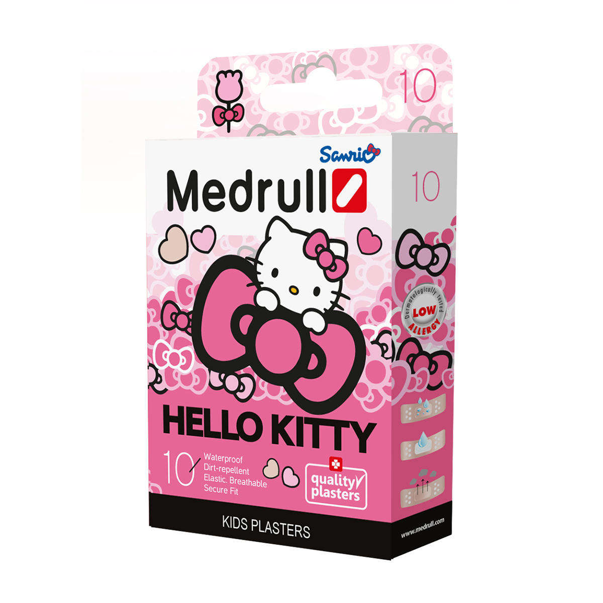 Medrull Лейкопластырь медицинский детский в стрипах Hello Kitty 10 шт4742225007049 Medrull Лейкопластырь медицинский детский в стрипах Hello Kitty 10 шт4742225007049Водонепроницаемые, грязенепроницаемые и приятные для кожи пластыри с забавным рисунком доброй кошечки. Пластыри изготовлены из гипоаллергенного, перфорированного полимерного материала. Легко и быстро снимаются. Используемые в производстве пластырей краски, безопасны для детей. В коробочке только те, 4 дизайна пластырей, которые выбрали сами дети! В опросе участвовали 129 детей в возрасте от 3 до 12 лет. Абсорбирующая подушечка изготовлена из вискозы и обладает высокой впитываемостью. Верхняя часть подушечки обработана полипропиленом, что защищает от вероятности прилипания пластыря к поврежденной поверхности кожи. Товар сертифицирован.