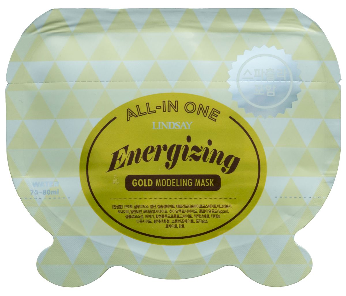 Lindsay Альгинатная маска для лица All-in One с коллоидным золотом, 28 г143284 Lindsay Альгинатная маска для лица All-in One с коллоидным золотом, 28 г143284Альгинатные маски – популярное в салонах косметическое средство, основа которого – альгин, способствует более глубокому и эффективному проникновению активных компонентов в слои кожи. Коллоидное золото активизирует все функции клеток в кожных тканях, ускоряет обмен веществ и циркуляцию крови, помогая естественному омоложению кожи. Нормализует кислотность и укрепляет защитные свойства кожи. Способ применения: 1. Встряхните упаковку, чтобы содержимое переместилось на дно и оторвите верхушку пакета 2. Залейте содержимое пакета водой до установленной метки и размешайте 3. Нанесите маску на лицо на 15-20 минут 4.Начиная с нижнего края, аккуратно удалите маску с лица. Меры предосторожности: при попадании продукта в глаза промойте их водой. Храните в недоступном для детей месте. Состав: Диатомовая земля, глюкоза, альгин, сульфат кальция, пирофосфат калия, карбонат магния, коллоидное золото (5 ppm), карбоксиметилцеллюлоза, слюда, синтетический фторфлогопит, CI 77491, диоксид...