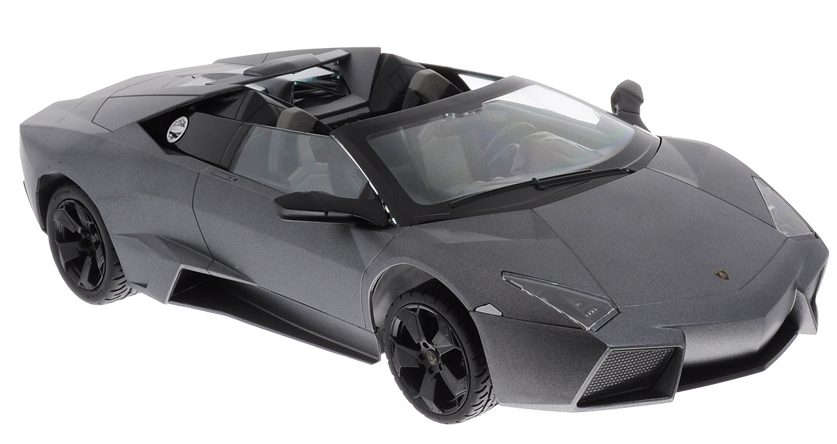 Rastar Радиоуправляемая модель Lamborghini Reventon Roadster42300 Rastar Радиоуправляемая модель Lamborghini Reventon Roadster42300Радиоуправляемая модель Rastar Lamborghini Reventon Roadster обязательно привлечет внимание взрослого и ребенка и понравится любому, кто увлекается автомобилями. Это авто обладает неповторимым провокационным стилем и спортивным характером. Выполнена модель в масштабе 1:14. Управление машиной происходит с помощью пульта. Машинка двигается вперед и назад, поворачивает направо и налево. Имеются световые эффекты. Прорезиненные колеса игрушки обеспечивают плавный ход, машинка не портит напольное покрытие. Радиоуправляемые игрушки способствуют развитию координации движений, моторики и ловкости. Ваш ребенок увлеченно будет играть с моделью, придумывая различные истории и устраивая соревнования. Порадуйте его таким замечательным подарком! Для работы машины необходимо купить 5 батареек напряжением 1,5V типа АА (не входят в комплект). Для работы пульта управления необходимо купить батарейку типа Крона (не входит в комплект).