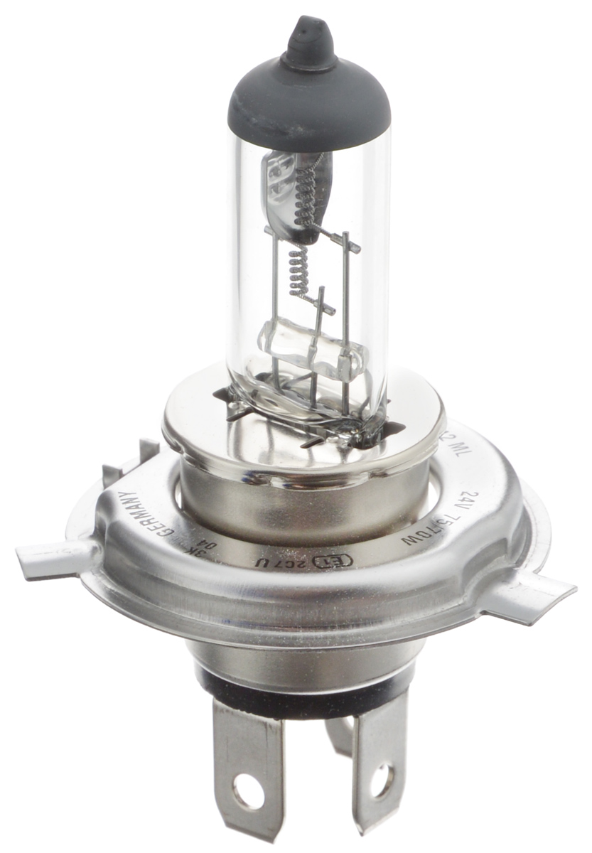 Лампа автомобильная галогенная Philips MasterDuty BlueVision, для грузовиков, цоколь H4 (P43t), 24V, 75/70W, 2 шт13342MLC1 Лампа автомобильная галогенная Philips MasterDuty BlueVision, для грузовиков, цоколь H4 (P43t), 24V, 75/70W, 2 шт13342MLC1Галогенная лампа для автомобильных фар Philips MasterDuty BlueVision произведена из запатентованного кварцевого стекла с УФ фильтром Philips Quartz Glass. Кварцевое стекло Philips в отличие от обычного твердого стекла выдерживает гораздо большее давление смеси газов внутри колбы, что препятствует быстрому испарению вольфрама с нити накаливания. Кварцевое стекло выдерживает большой перепад температур, при попадании влаги на работающую лампу изделие не взрывается и продолжает работать. Лампы MasterDuty BlueVision обладают прочностью и вибростойкостью, а также создают эффект ксенонового света. Вибростойкость этих ламп в два раза выше, чем у обычных ламп. Мощный белый свет с голубым оттенком позволяет увеличить безопасность на дороге. Автомобильные галогенные лампы Philips удовлетворят все нужды автомобилистов: дальний свет, ближний свет, передние противотуманные фары, передние и боковые указатели поворота, задние указатели поворота, стоп-сигналы, фонари заднего хода,...
