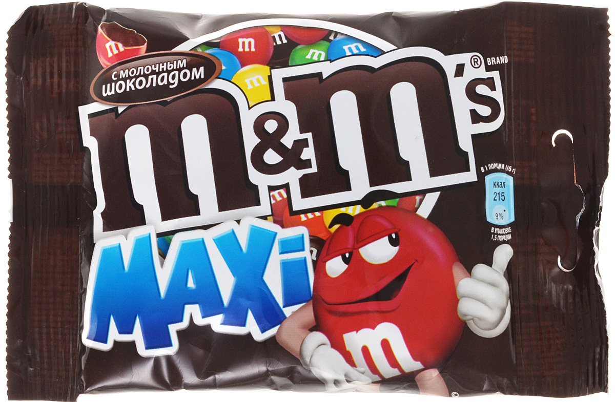 M&Ms Maxi драже с молочным шоколадом, 70 г79003059 M&Ms Maxi драже с молочным шоколадом, 70 г79003059Драже M&Ms с молочным шоколадом - это больше веселых моментов для тебя и твоих друзей! Разноцветные драже можно съесть самому или разделить с друзьями. В любом случае, вкус отличного молочного шоколада подарит удовольствие и радость.