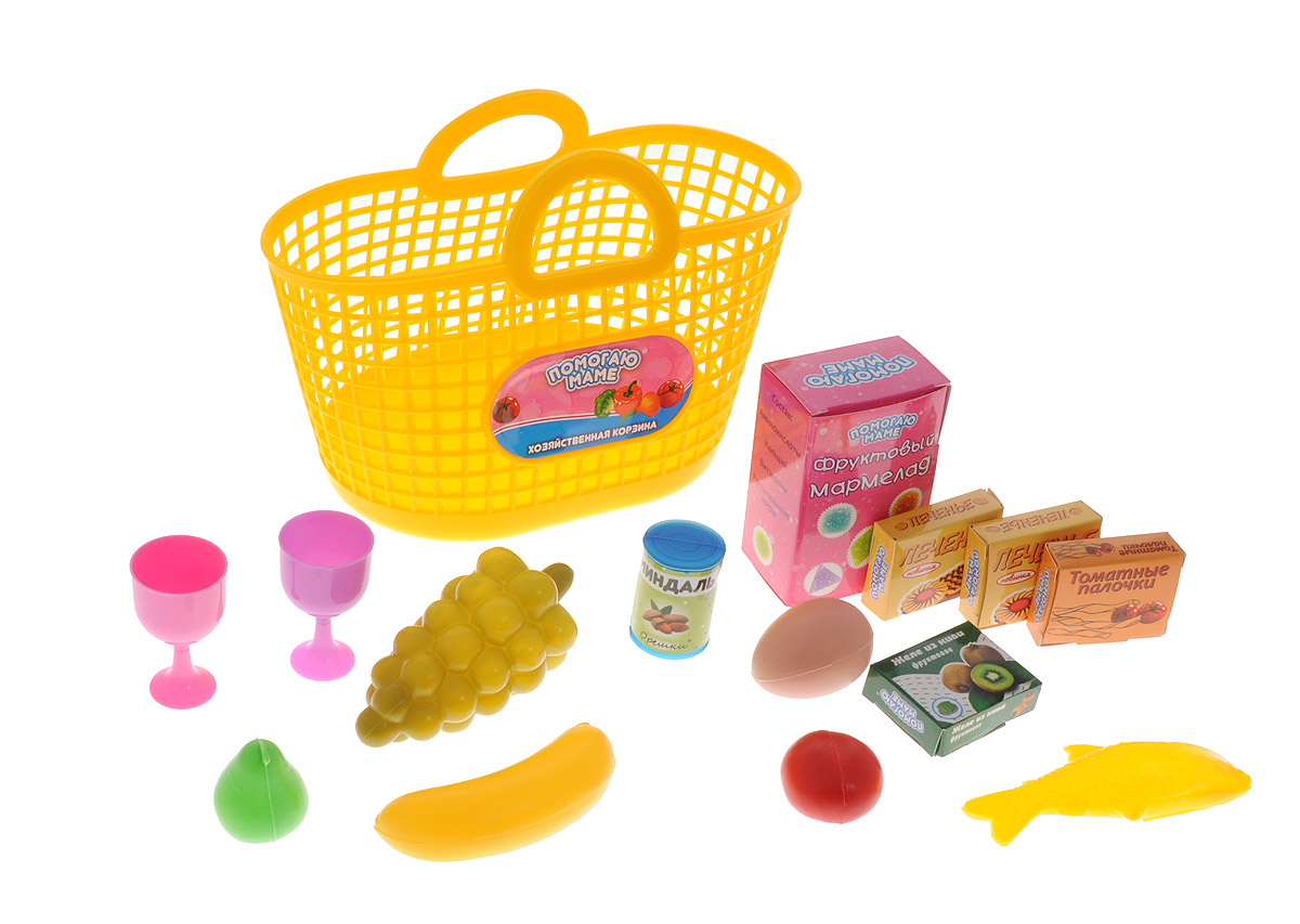 ABtoys Набор продуктов в корзине 14 предметов цвет желтыйPT-00335_желтый ABtoys Набор продуктов в корзине 14 предметов цвет желтыйPT-00335_желтыйИгровой набор продуктов в корзине ABtoys из серии Помогаю маме состоит из 12 различных продуктов, 2 бокалов и корзинки. В набор входит: фруктовый мармелад, 2 пачки печенья, томатные палочки, желе из киви, яйцо, миндаль, рыба, помидор, банан, груша, виноград, 2 бокала, корзинка. Собираясь на пикник со своими любимыми куклами, юная хозяюшка возьмёт с собой все необходимые продукты в удобной пластиковой корзинке. Такой набор обязательно понравится любому ребенку и сделает игру более интересной.