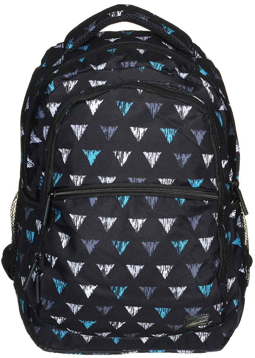 Walker Рюкзак детский Base Classic Twisted Triangles42264/123 Walker Рюкзак детский Base Classic Twisted Triangles42264/123Рюкзак Walker Base Classic Twisted Triangles - это современный многофункциональный молодежный рюкзак, который выполнен из прочного износостойкого материала высокого качества. Рюкзак имеет два основных отделения, закрывающихся на молнии. Внутри основного отделения находится мягкий карман на хлястике с липучкой для планшета или ноутбука и пришитый кармашек на молнии. Внутри второго отделения имеется карман для телефона на хлястике с липучкой. По бокам рюкзака расположены открытые кармашки на резинках. Лицевая часть дополнена большим карманом на молнии. Рюкзак оснащен удобной текстильной ручкой для переноски. Уплотненная спинка и лямки помогают лучше распределить нагрузку и сохранить форму рюкзака независимо от его наполнения. Мягкие широкие лямки позволяют легко и быстро отрегулировать рюкзак в соответствии с ростом.