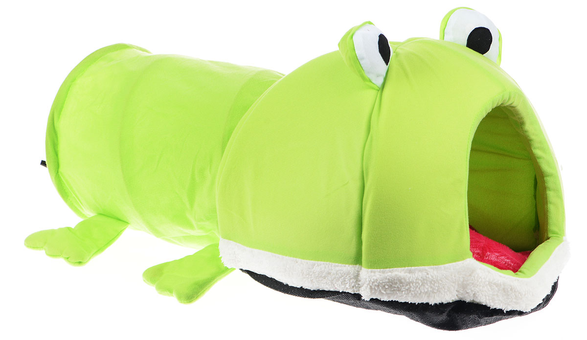 Домик для животных Pet Fun Лягушка, 70 х 40 х 35 смYF85187 Домик для животных Pet Fun Лягушка, 70 х 40 х 35 смYF85187Домик Pet Fun Лягушка непременно станет любимым местом отдыха вашего домашнего животного. Он имеет оригинальный дизайн в виде лягушки. Изделие выполнено из высококачественного текстиля, искусственного меха и поролона. Домик оснащен тоннелем с металлическим каркасом. В тоннеле расположена подвесная игрушка, которая привлечет внимание вашего питомца. Внутри имеется мягкая съемная подстилка. В таком домике вашему любимцу будет мягко и тепло. Он подарит вашему питомцу ощущение уюта и уединенности, а также возможность спрятаться.