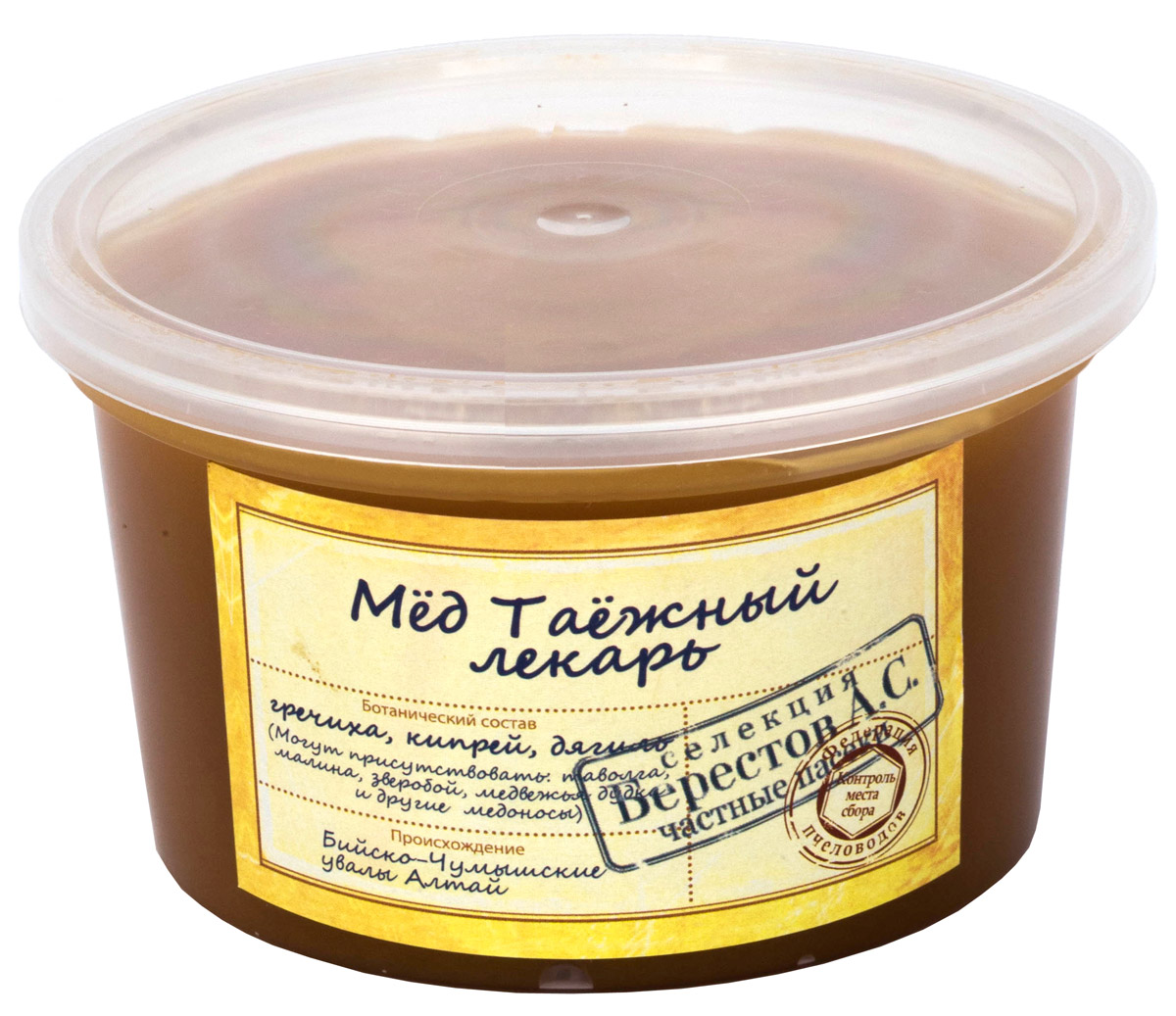Берестов Мед Таежный лекарь, 360 го0000003517 Берестов Мед Таежный лекарь, 360 го0000003517Мед Берестов Таежный лекарь - контролируемого места происхождения. Мед с частных пасек получил свое распространение на сезонных фестивалях и ярмарках. В коллекции представлена широкая гамма медов с частных пасек Алтайского края, Башкортостана, Хабаровского края, Краснодарского края, Украины, Киргизии, Средней полосы России. Редкие сорта меда представляются только на фестивалях и ярмарках ввиду того что собираемых пчеловодами объемов недостаточно для продажи их в течение всего года. Упаковка меда ведется холодным методом сохраняющим 100% биологических свойств продукта. Упаковка производится на Берестовской фабрике натуральных продуктов сертифицированной по стандарту менеджмента качества ISO. Мед Таежный лекарь - это таинственный мед, впитавший в себя всю силу необъятных просторов тайги, свежий запах хвои и хруст шишек под ногами. Вкус и аромат: аромат пряный, вкус терпкий с легкой горчинкой. Лечебные свойства: обладает уникальными целебными свойствами для всего...