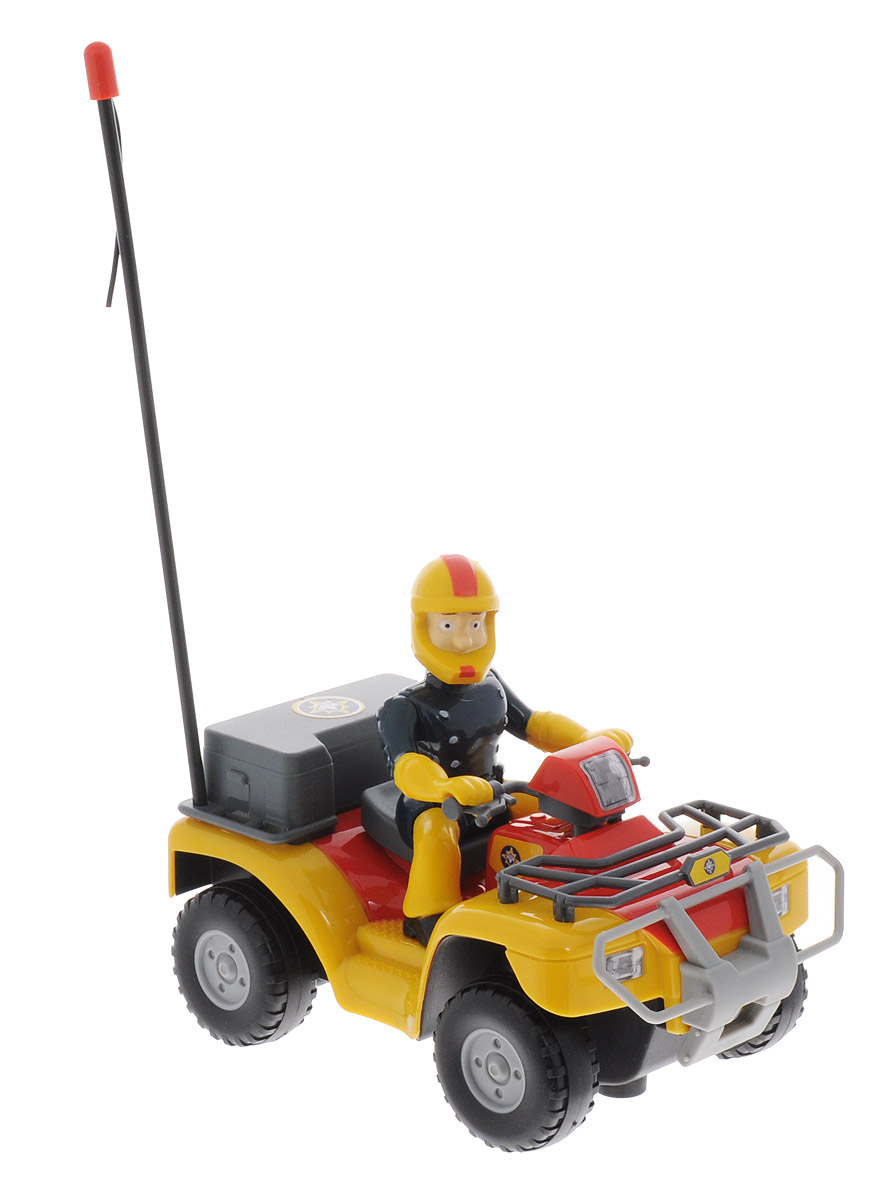 Dickie Toys Квадроцикл на радиоуправлении Пожарный Сэм3099613 Dickie Toys Квадроцикл на радиоуправлении Пожарный Сэм3099613На примере серий популярного детского мультфильма о пожарном Сэме родители смогут научить ребенка правильно себя вести в экстренных ситуациях и реагировать на различного рода возгорания. Чтобы разыграть увиденное, дети смогут воспользоваться игрушкой, созданной по мотивам мультфильма. Квадроцикл на радиоуправлении Dickie Toys Пожарный Сэм представляет собой яркий квадроцикл с пультом радиоуправления, работающим по принципу двухканального устройства. За рулем транспортного средства расположился главный герой в защитном костюме и в шлеме. Чтобы квадроцикл начал двигаться, необходимо активировать его работу нажатием на кнопку на пульте. У транспортного средства предусмотрены колеса с рельефными протекторами для быстроты передвижения. Игрушка изготовлена из пластика высокого качества, в масштабе 1/24. Пульт управления работает на частоте 27 MHz. Возможные движения игрушки: вперед-назад, влево-вправо, стоп. Радиоуправляемые игрушки развивают моторику ребенка, его логику,...