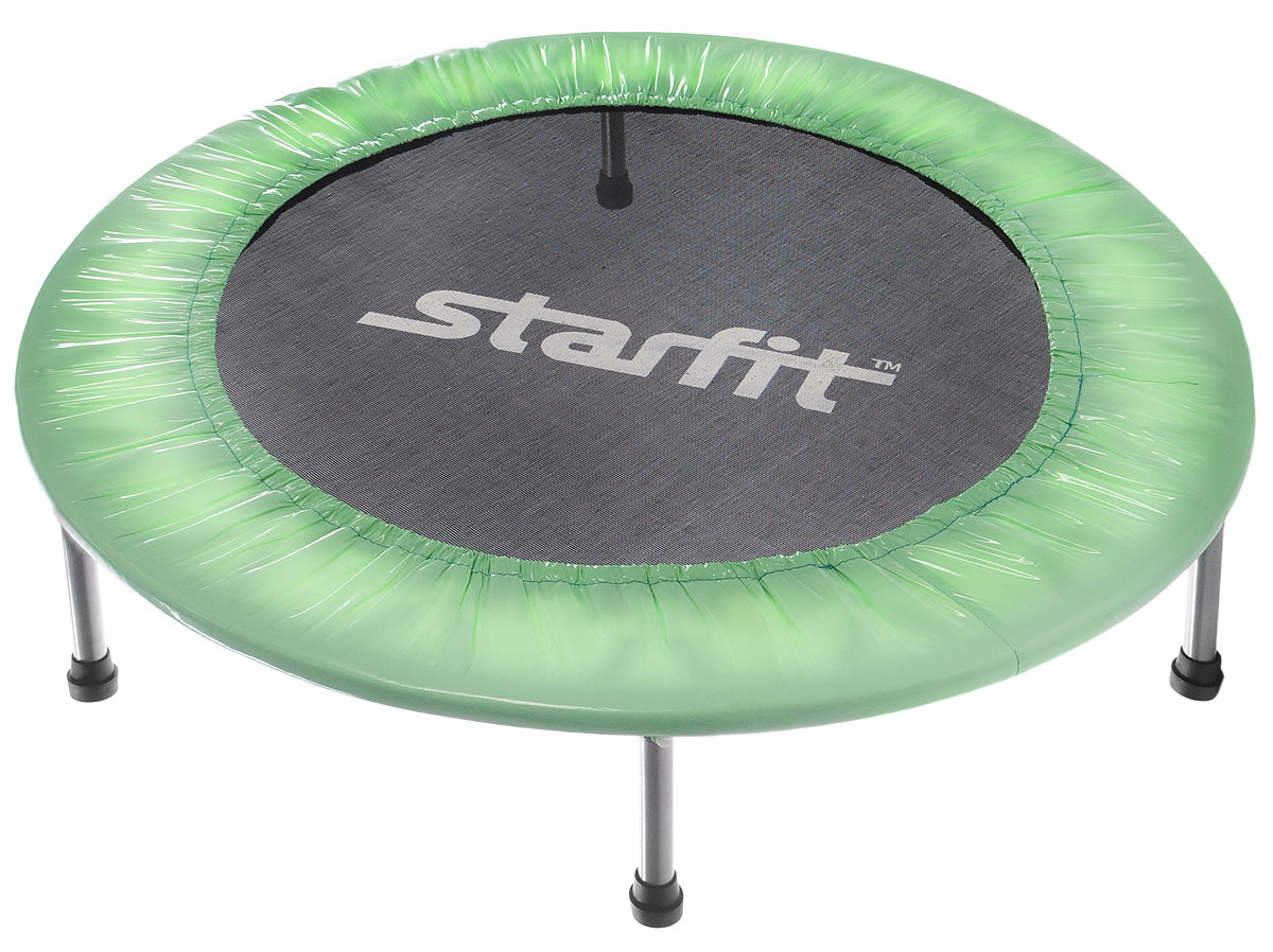 Батут Starfit, цвет: мятный, черный, серый, диаметр 101 смУТ-00008873 Батут Starfit, цвет: мятный, черный, серый, диаметр 101 смУТ-00008873Батут Star Fit предназначен для тренировок детей и взрослых. Его можно использовать как на улице, так и в помещении. На батуте можно прыгать, кувыркаться, играть, проводить спортивные состязания, экстремальные шоу и многое другое. Основная задача батута - физическое развитие, нагрузки, укрепление различных групп мышц, гармоничное развитие всего организма. Для занятий на батуте можно использовать дополнительный инвентарь: гантели, скакалку. Все это поможет разнообразить комплекс упражнений и достичь оптимального результата. А поскольку придется прилагать значительные усилия, чтобы скоординировать движения и сохранить равновесие, будьте уверены, что ни одна мышца тела не останется неохваченной. Защитные колпачки на ножках батута съемные. Занятия на батуте способствуют укреплению не только всех без исключения групп мышц, но и помогают развивать гибкость, а также сжигают немало лишних калорий! Диаметр батута: 101 см. Количество ножек: 6. Высота...