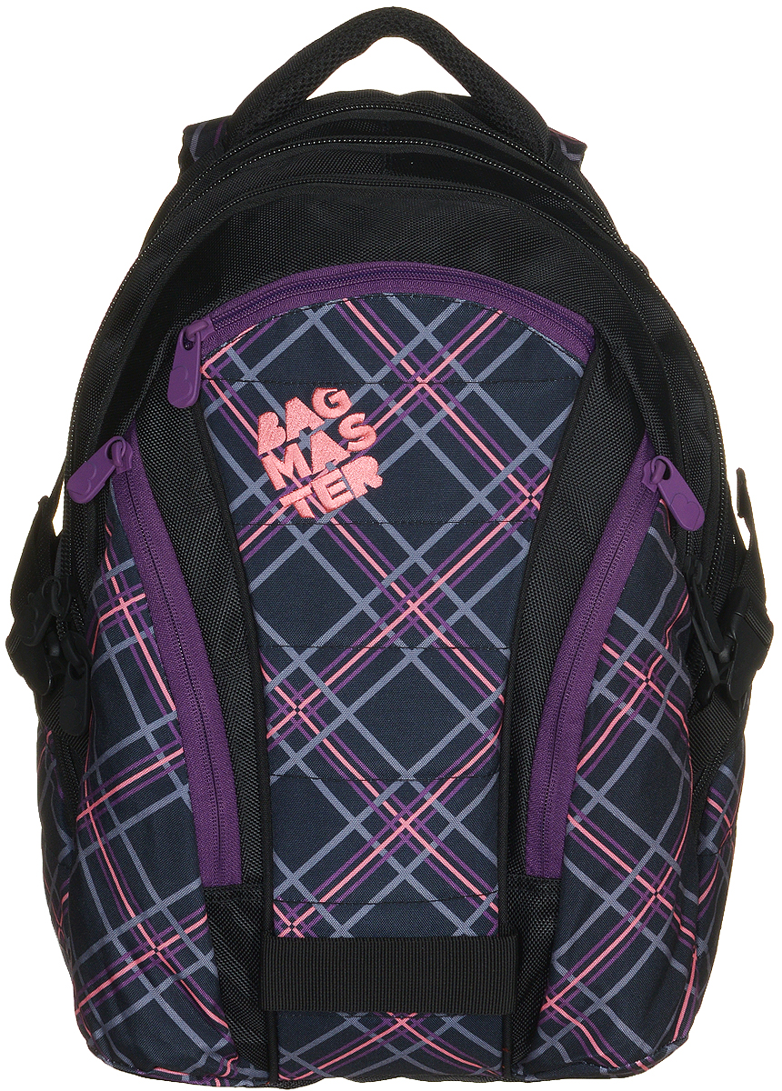 BagMaster Рюкзак детский цвет черный фиолетовыйBM-BAG 10 F BagMaster Рюкзак детский цвет черный фиолетовыйBM-BAG 10 FДетский рюкзак BagMaster сочетает в себе современный дизайн, функциональность и долговечность. Выполнен из прочных и высококачественных материалов. Рюкзак содержит три вместительных отделения, закрывающихся на застежки-молнии с двумя бегунками. В первом отделении располагаются карман-сетка на молнии, открытый карман, карман на липучке, органайзер для канцелярских принадлежностей и лента с карабином для ключей. Во втором отделении находится мягкий карман на липучке для ноутбука диагональю 15,4 дюйма. В третьем отделении находятся открытый карман на резинке и мягкий карман на липучке под мобильный телефон или плеер со специальным выводом для наушников. На лицевой стороне расположены три накладных кармана на молниях. Рюкзак имеет два вместительных боковых кармана на молниях. Анатомическая спинка из воздухопроницаемого материала и мягкие широкие лямки регулируемой длины повторяют естественный изгиб плечевого пояса, обеспечивая комфортную посадку рюкзака и свободу движений....