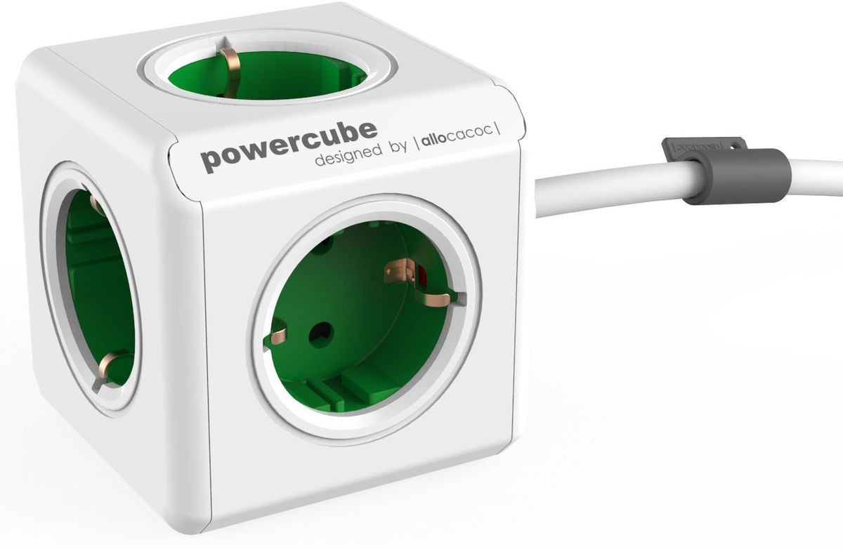 Allocacoc PowerCube Extended, Green сетевой разветвитель1300GN/DEEXPC Allocacoc PowerCube Extended, Green сетевой разветвитель1300GN/DEEXPCAllocacoc PowerCube Extended - сетевой разветвитель со стильным дизайном, который включает в себя кабель и пять розеток. Данная версия PowerCube, оснащенная креплением, может быть установлена в любом месте: на столе, на стене, под столешницей и т.д.