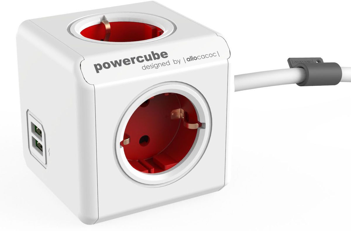 Allocacoc PowerCube Extended USB, Red сетевой разветвитель1402RD/DEEUPC Allocacoc PowerCube Extended USB, Red сетевой разветвитель1402RD/DEEUPCРазветвитель Allocacoc PowerCube Extended USB это самая популярная версия PowerCube. Наличие 1,5 (3-х) метрового шнура позволяет установить PowerCube в любом месте, располагая розетку в пределах досягаемости, больше нет необходимости лезть под стол, чтобы подключить Ваш ноутбук! PowerCube содержит USB- порт что позволяет заряжать широкий спектр устройств. Находясь в офисе, дома, на совещании или еще где-нибудь, бывает трудно найти свободную розетку для зарядки ноутбука или мобильного телефона. PowerCube решил эту проблему: количество розеток можно расширить, что позволит монтировать индивидуальный источник питания в пределах досягаемости.