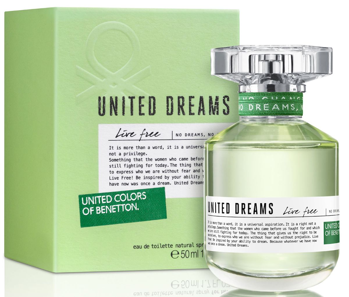 Benetton UD Live Free Туалетная вода, женская, 50 мл65092899 Benetton UD Live Free Туалетная вода, женская, 50 мл65092899Свежий аромат, призывающий тебя жить свободно. Верхняя нота: Бергамот, Юзу, Зеленое Яблоко, Листья Зеленого чая Средняя нота: Цикламен, Флердоранж, кардамон, Имбирь Шлейф: Зеленый чай и имбирь - для ощущения свободы Нанести на кожу, избегая попадания в глаза.