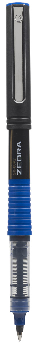Zebra Ручка-роллер SX-60A7 цвет чернил синий277751 Zebra Ручка-роллер SX-60A7 цвет чернил синий277751Zebra SX-60A7 – это удобная функциональная ручка-роллер современного дизайна. Корпус ручки выполнен из темного пластика. Рифленая вставка в цвет чернил в середине корпуса не только является удачным элементом декора, но и создает дополнительный комфорт при письме. Прочный стальной зажим обтекаемой формы точно вписывается в дизайн модели и придает законченность образу идеального пишущего инструмента. Стреловидный пишущий наконечник пишет ровно и аккуратно до последней капли чернил.