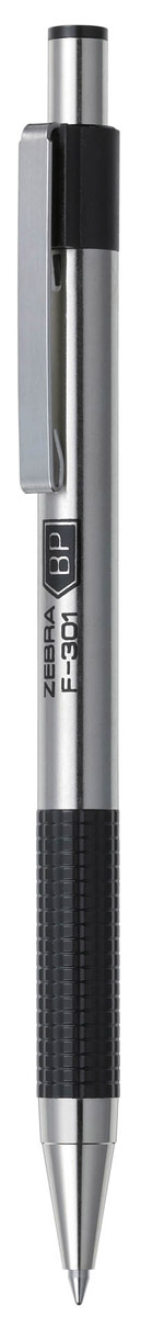 Zebra Ручка шариковая F-301 цвет корпуса серебристый черный305 104010 Zebra Ручка шариковая F-301 цвет корпуса серебристый черный305 104010Автоматическая шариковая ручка Zebra F-301 с корпусом из нержавеющей стали прослужит долго. Пластиковая подушка с фигурным рифлением обеспечивает комфорт при письме. Хромированный стальной зажим никогда не отломится. Сменный стержень имеет повышенный объем чернил.