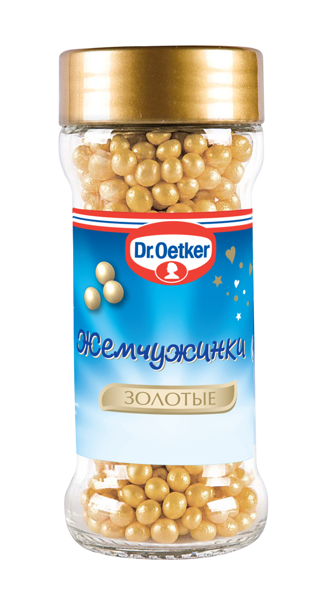 Dr.Oetker жемчужинки золотые, 42 г1-84-010210 Dr.Oetker жемчужинки золотые, 42 г1-84-010210Золотые жемчужинки Dr.Oetker - декоративные кондитерские посыпки, предназначенные для красочного оформления различных кондитерских изделий: мороженого, пирожных, тортов, куличей, булочек, печенья, десертов. На выпеченные изделия нанесите слой глазури (белковой, сахарной или шоколадной) и посыпьте сахарной посыпкой. Уважаемые клиенты! Обращаем ваше внимание, что полный перечень состава продукта представлен на дополнительном изображении.
