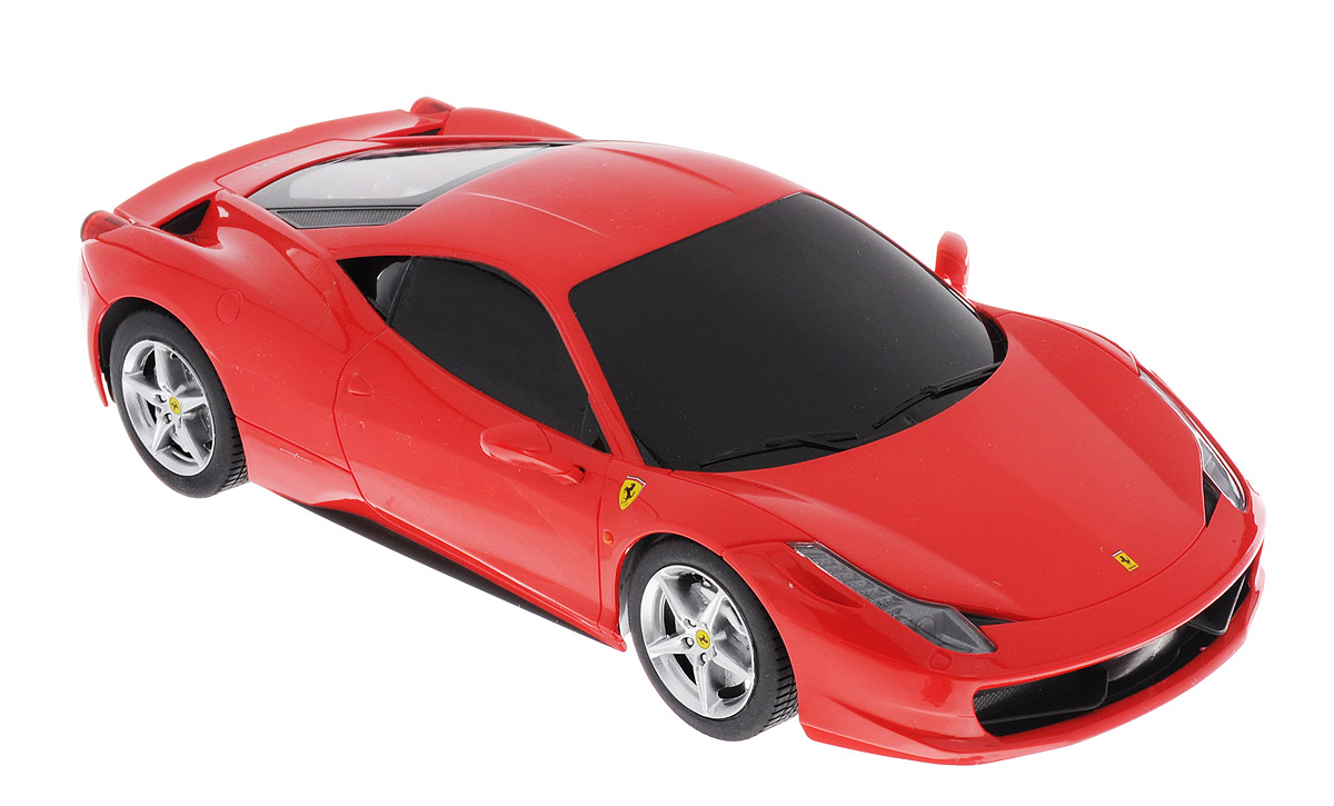 Rastar Радиоуправляемая модель Ferrari 458 Italia цвет красный масштаб 1:18 53400-1053400-10 Rastar Радиоуправляемая модель Ferrari 458 Italia цвет красный масштаб 1:18 53400-1053400-10Радиоуправляемая модель Rastar Ferrari 458 Italia станет первым стильным автомобилем вашего малыша. Это точная копия настоящего авто в масштабе 1:18. Юные гонщики оценят эту машину за прекрасные технические характеристики и полную свободу передвижений в любую сторону. Моделью легко управлять и любая гонка принесет удовольствие. Управление машинкой происходит с помощью удобного пульта. Автомобиль двигается вперед и назад, поворачивает направо, налево и останавливается. Имеются звуковые эффекты. Автомобиль изготовлен из пластика с металлическими элементами. Колеса игрушки прорезинены и обеспечивают плавный ход, машинка не портит напольное покрытие. Пульт управления работает на частоте 27 MHz. Радиоуправляемые игрушки способствуют развитию координации движений, моторики и ловкости. Ваш ребенок увлеченно будет играть с моделью, придумывая различные истории и устраивая соревнования. Машина работает от 4 батареек типа АА (не входят в комплект). Для работы пульта управления...