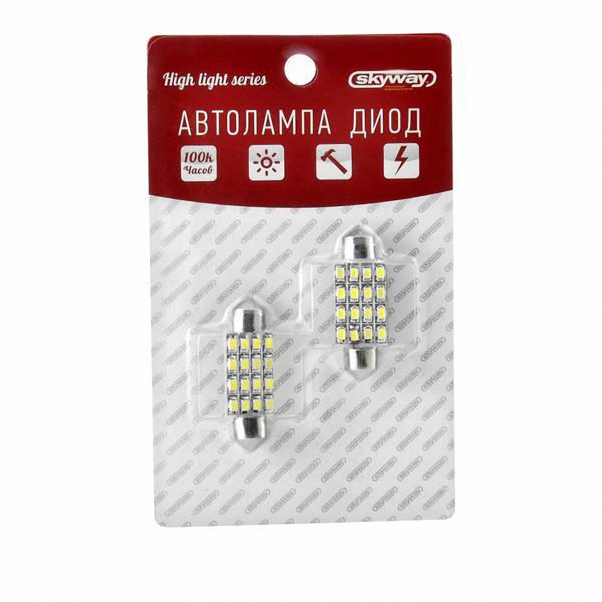 Skyway Автолампа диод T11(C5W) Блистер. SJ-1610AB 41MM (блистер) 2штSJ-1610AB 41MM (блистер) 2шт Skyway Автолампа диод T11(C5W) Блистер. SJ-1610AB 41MM (блистер) 2штSJ-1610AB 41MM (блистер) 2шт16 SMD Блистер c цоколем 41мм 1-контактная Белая
