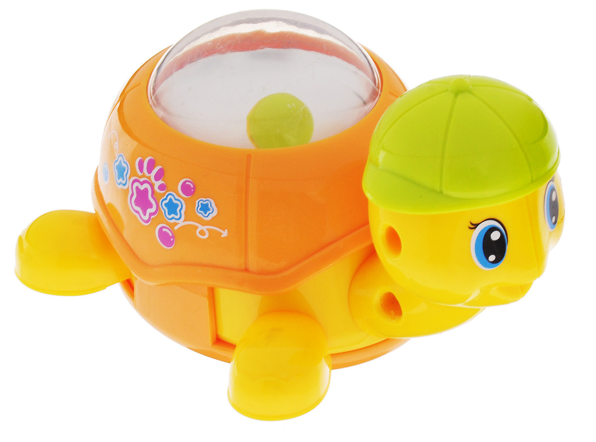 Huile Toys Заводная Машинка-зверюшка Черепашка цвет оранжевый559_оранжевый Huile Toys Заводная Машинка-зверюшка Черепашка цвет оранжевый559_оранжевыйЗаводная машинка-зверюшка Huile Toys Черепашка привлечет внимание вашего малыша и не позволит ему скучать! Выполненная из безопасного пластика с металлическими элементами, игрушка представляет собой забавную черепашку в бейсболке. Для запуска игрушки, придерживая колеса, поверните заводной ключ по часовой стрелке до упора. Установите игрушку на ровную поверхность - она поедет вперед. В панцире черепашки находится прозрачная сфера с шариком. Игра с заводными игрушками способствует приятному времяпрепровождению, стимулирует ребенка к активным действиям, обучает устанавливать причинно-следственные связи. Игрушка помогает развитию тактильных ощущений и моторики пальчиков, а яркие цвета и забавные формы стимулируют зрение.