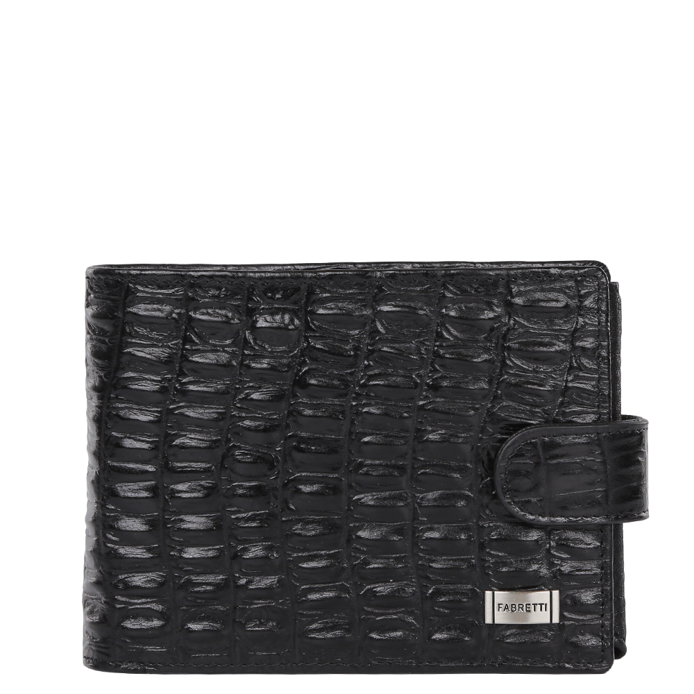 Кошелек мужской Fabretti, цвет: черный. 37022-black cocco37022-black cocco Кошелек мужской Fabretti, цвет: черный. 37022-black cocco37022-black coccoСтильный мужской кошелек от итальянского бренда Fabretti выполнен из натуральной кожи с изысканным тиснением под рептилию. Внутри имеется три отделения для купюр, одно из которых закрывается на молнию. Вы с легкостью сможете расположить 6 дисконтных и кредитных карточек, а также всю мелочь с помощью удобного внутреннего кармана. Кошелек закрывается на хлястик с кнопкой.