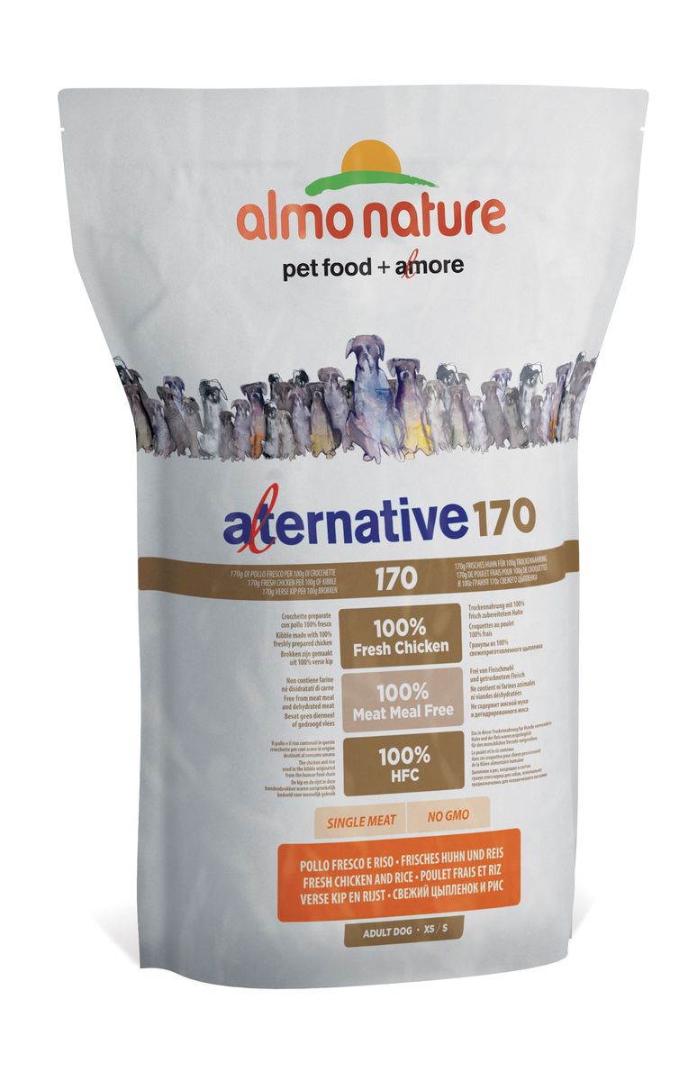 Корм сухой Almo Nature Alternative, для собак карликовых и мелких пород, с цыпленком и рисом, 3,75 кг. 1075410754 Корм сухой Almo Nature Alternative, для собак карликовых и мелких пород, с цыпленком и рисом, 3,75 кг. 1075410754- 75% свежего мяса - Не содержит мясной муки и дегидрированного мяса (100% Meat Meal Free) - Монобелковый корм (один вид животного белка) - Pекомендован к употреблению собакам с чувствительным пищеварением - Подходит для исключающих диет - Не содержит глютена и ГМО - Не содержит химических консервантов, красителей и усилителей вкуса