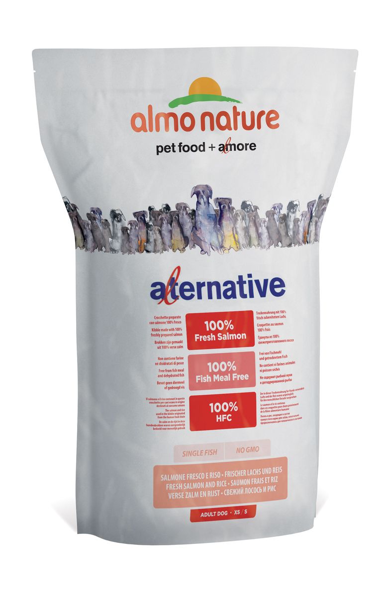 Корм сухой Almo Nature Alternative для собак карликовых и мелких пород, с лососем и рисом, 3,75 кг10762 Корм сухой Almo Nature Alternative для собак карликовых и мелких пород, с лососем и рисом, 3,75 кг10762Полнорационный корм Almo Nature Alternative рекомендован для собак карликовых и мелких пород. Монобелковый корм не содержит мясной муки и дегидрированного мяса. Рекомендован к употреблению собакам с чувствительным пищеварением. Не содержит глютена, ГМО, химических консервантов, красителей и усилителей вкуса. Состав: свежий лосось - 50%, рис - 40%, картофельный протеин, жир животного происхождения, минералы, гидролизированный белок ягненка, цельные семена льна, лососевый жир, маннанолигосахариды - 0,1%, инулин из цикория – источник ФОС (фруктоолигосахариды) - 0,1%. Товар сертифицирован.