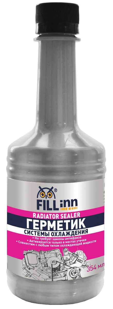 Герметик системы охлаждения Fill Inn, 354 млFL021 Герметик системы охлаждения Fill Inn, 354 млFL021Быстро и надёжно устраняет и предотвращает в последующем утечки охлаждающей жидкости в связи с разгерметизацией системы охлаждения двигателя. Эффективно заполняет и герметизирует повреждения, не образует комков, работает в любом типе охлаждающей жидкости, в том числе и в воде. Попадая в трещины, полимеризуется на воздухе, образуя эластичную пробку, которая удерживается за счёт шероховатости стенок трещины. Не забивает трубки радиатора, отвердевает только в местах течи. Укрепляет ранее отремонтированные участки. Предотвращает коррозию благодаря входящим состав средства присадкам. Рабочая температура состава от - 40С до + 40С. Состав рассчитан на систему охлаждения до 10 литров.