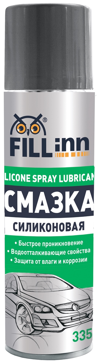 Смазка автомобильная Fill Inn, аэрозоль, силиконовая, 335 млFL025 Смазка автомобильная Fill Inn, аэрозоль, силиконовая, 335 млFL025Бережно смазывает трущиеся части механизмов, резиновые уплотнители, провода, клеммы аккумулятора. Устраняет неприятные скрипы. Профессиональная концентрированная формула продукта, в состав которой включен растворитель, быстро проникает под загрязнения и образует на поверхности сплошной полимерный слой силикона. Благодаря этому, средство придает поверхности водоотталкивающие свойства в широком интервале рабочих температур. Не вымывается водой. Помогает избежать примерзания и растрескивания резиновых уплотнителей дверей, капота и багажника в условиях отрицательных температур. Предотвращает замерзание замков. Надежно предохраняет систему зажигания от попадания воды. Прекрасно подходит для металлических, виниловых, кожаных, резиновых, пластиковых и деревянных поверхностей, а также для использования в быту для смазки замков, петель, деталей колясок и велосипедов.