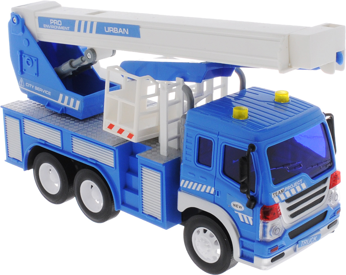 Dave Toy Кран инерционный цвет синий33019 Dave Toy Кран инерционный цвет синий33019Кран Dave Toy, выполненный из прочного пластика с металлическими элементами, станет любимой игрушкой вашего малыша. Игрушка представляет собой кран, который раскладывается и поднимается. Игрушка оснащена инерционным ходом. Достаточно немного подтолкнуть машинку вперед или назад, а затем отпустить, и она сама поедет в ту же сторону. Прорезиненные колеса обеспечивают надежное сцепление с любой поверхностью пола. Игрушка обладает световыми и звуковыми эффектами. Ваш ребенок будет увлеченно играть с этой машинкой, придумывая различные истории. Порадуйте его таким замечательным подарком! Рекомендуется докупить 3 батарейки напряжением 1,5V типа AG13 (товар комплектуется демонстрационными).